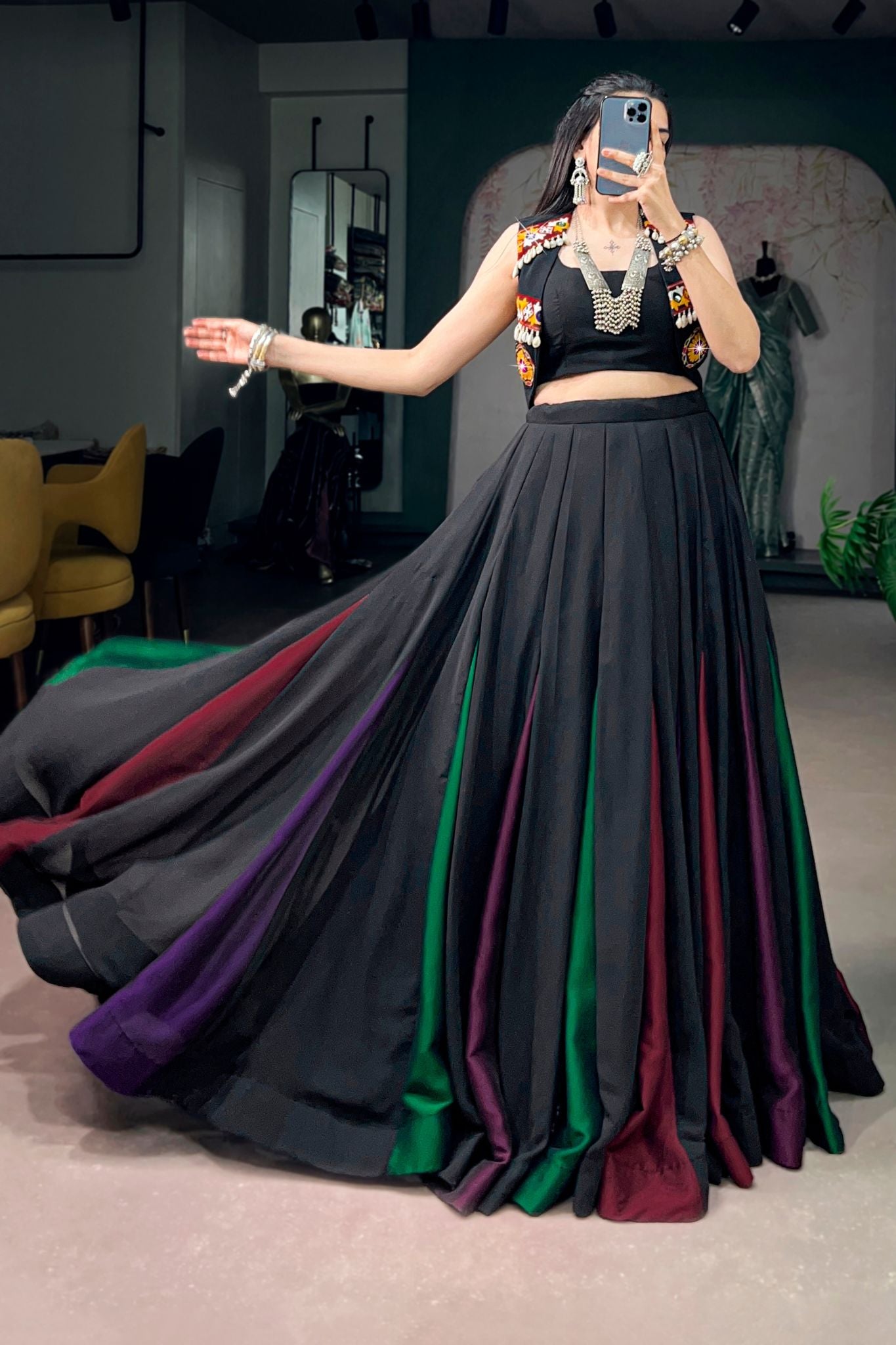 Raasrang Black Navratri Designer Lehenga Choli for Women