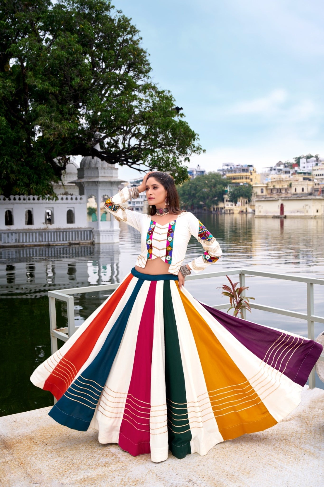 Pure Rayon Original Mirror With Gamthi Work Navratri Lehenga Choli