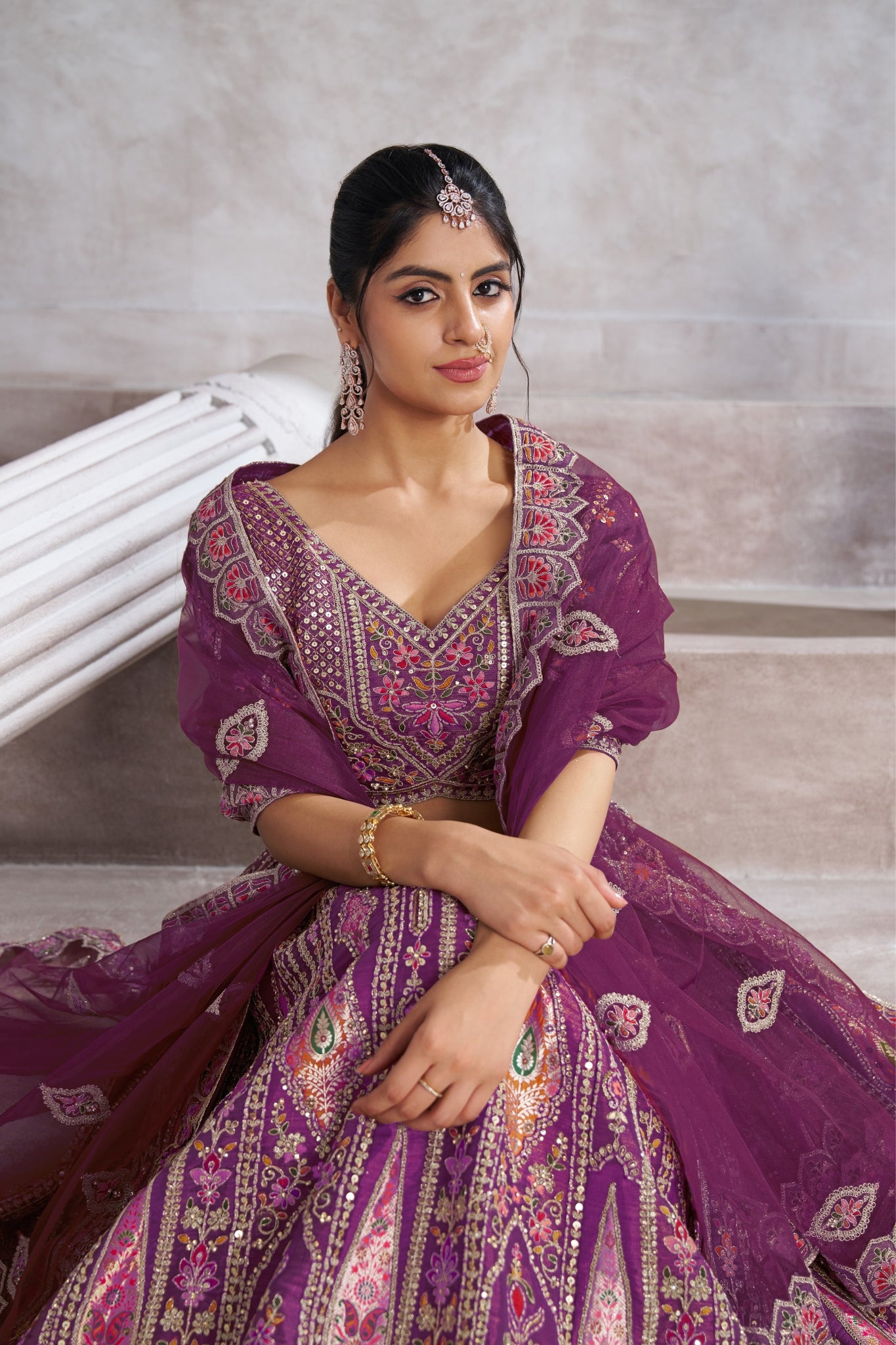 Elegant Designer Zari And Aari Embroidery Work Wedding Lehenga Choli
