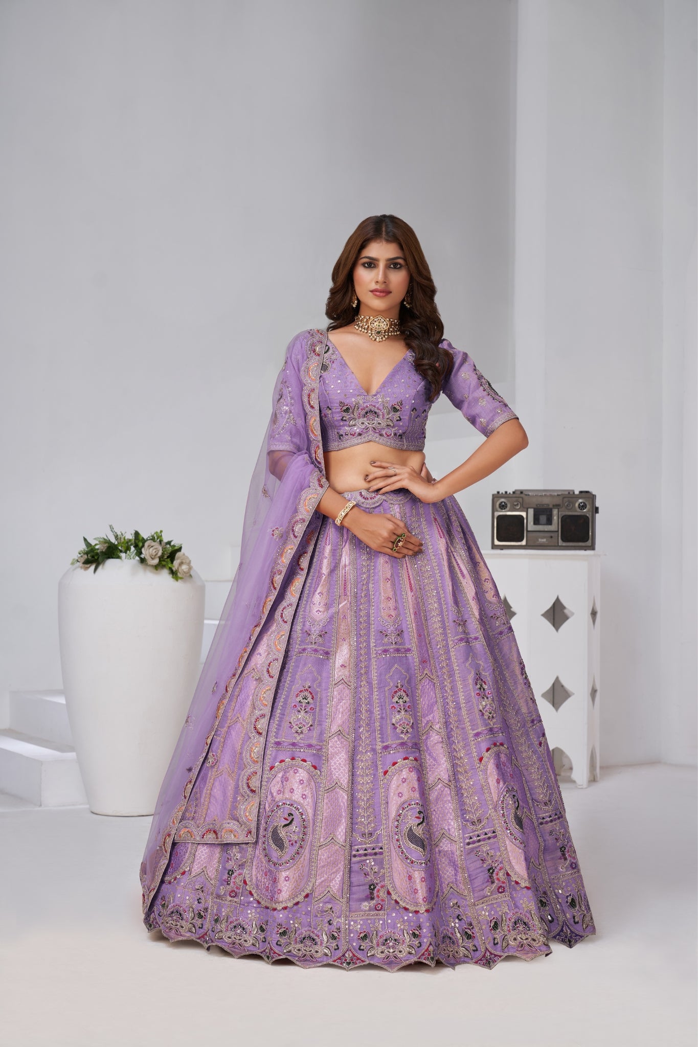 Opulent Aura Raw Silk Bridal Lehenga With Peacock And Paisley Motifs