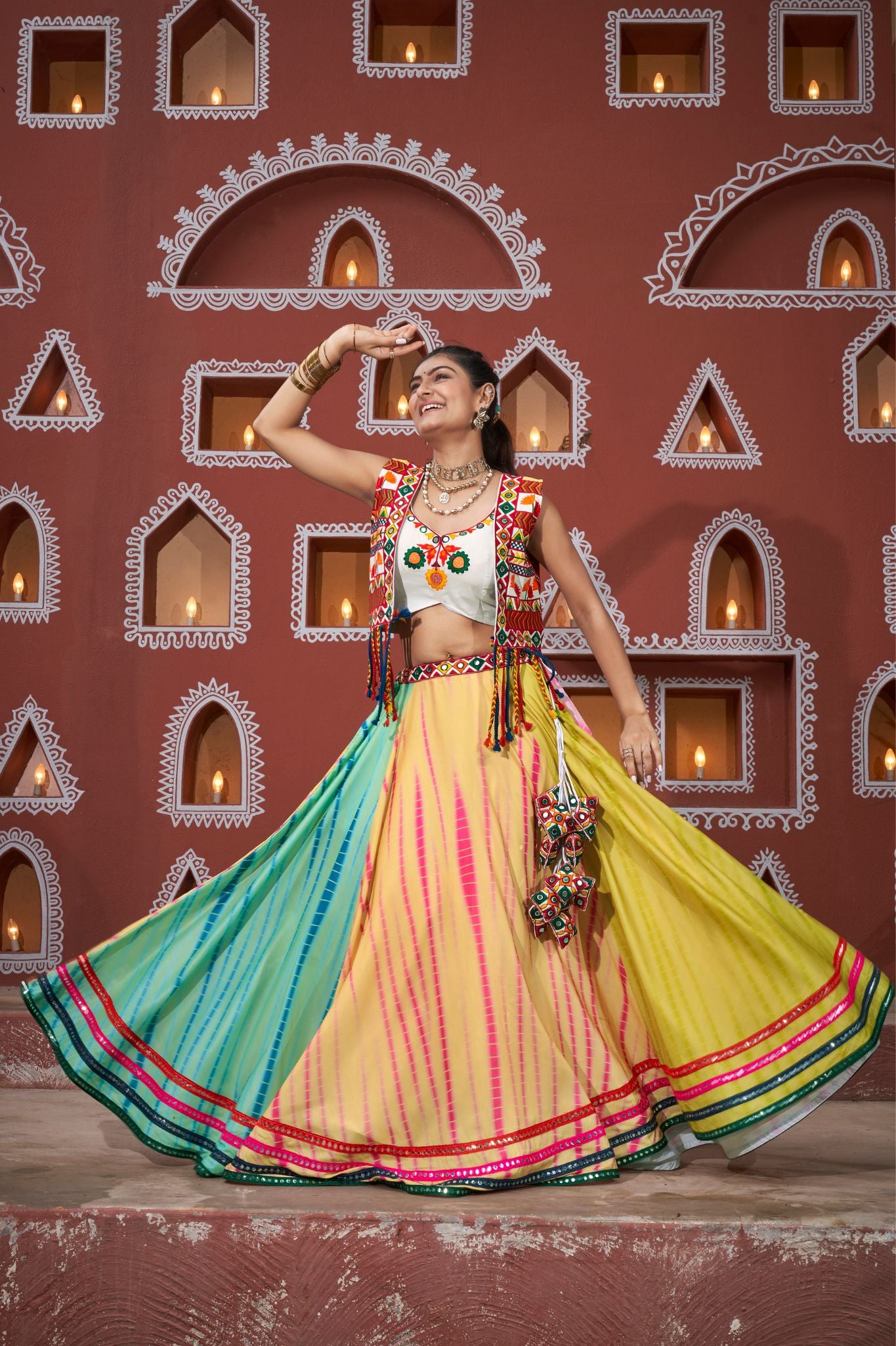 Multi Color Stylish Embroidered Navratri Lehenga Choli