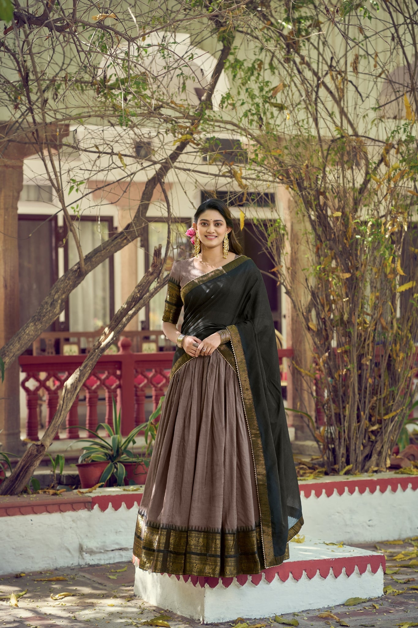 South Indian Traditional Lehenga Choli With Dupatta For Women