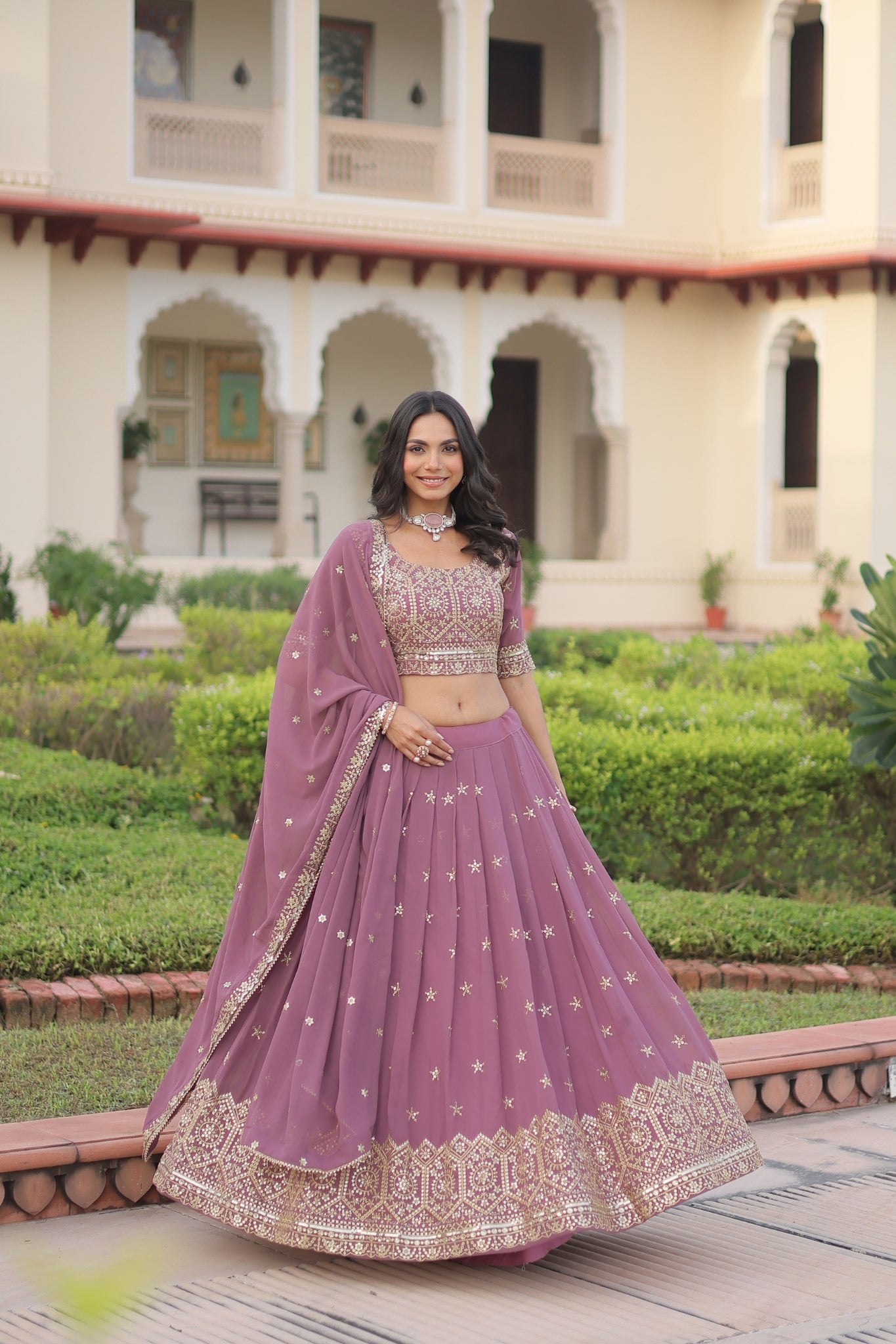 Designer Sequins Embroidered Lehenga Choli For Weddings And Festive Wear