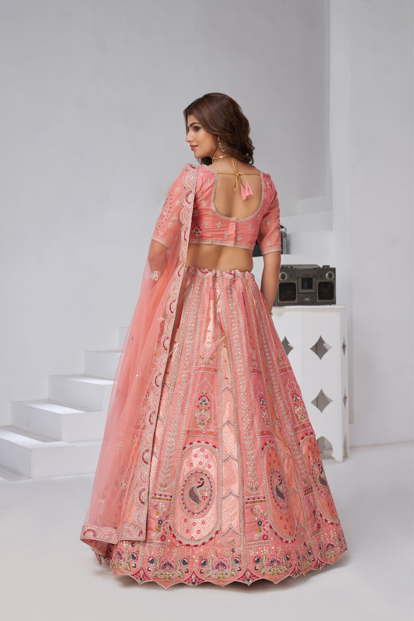 Opulent Aura Raw Silk Bridal Lehenga With Peacock And Paisley Motifs