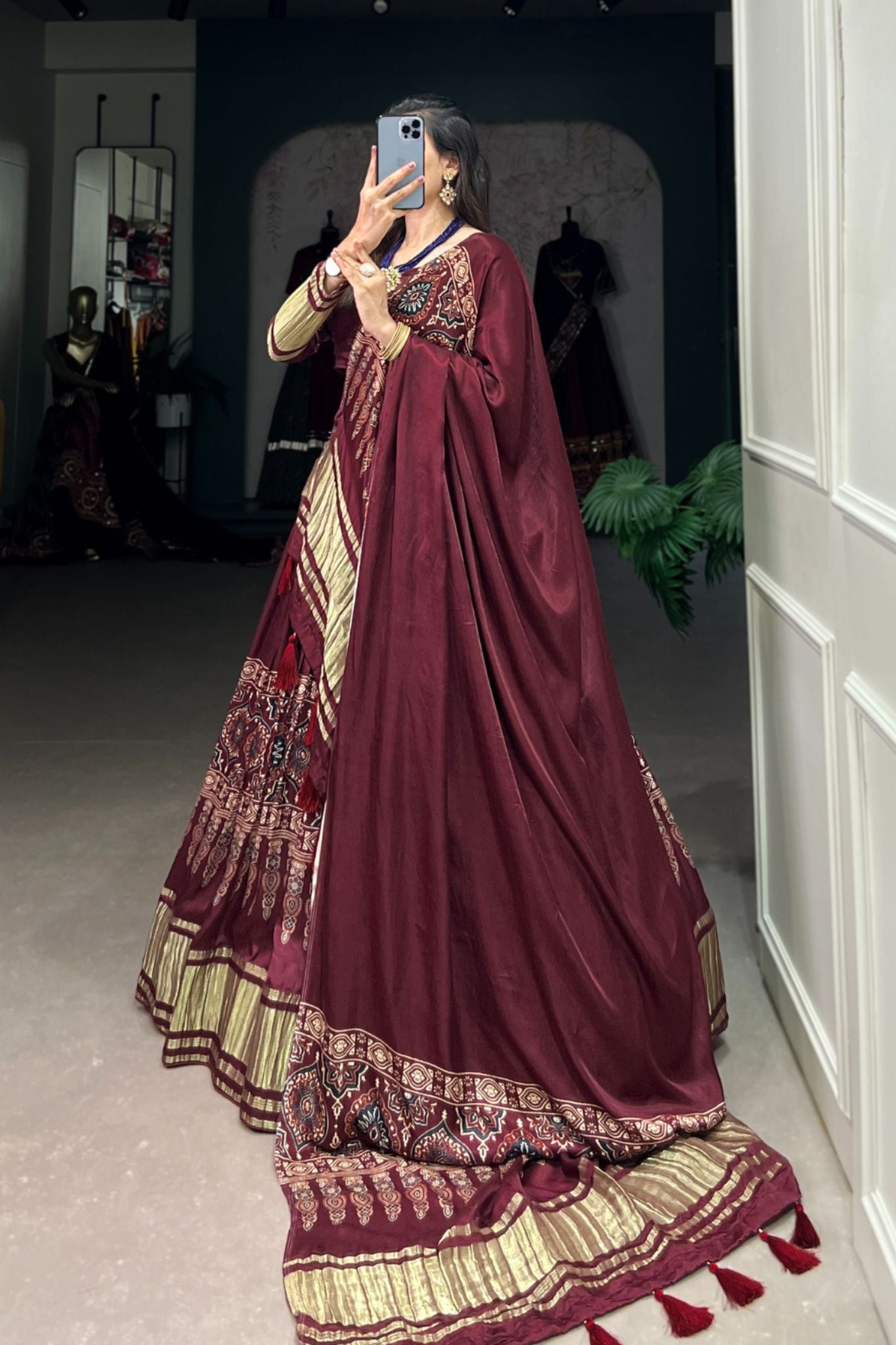 Gaji Silk Lehenga Choli With Digital Print And Lagadi Patta