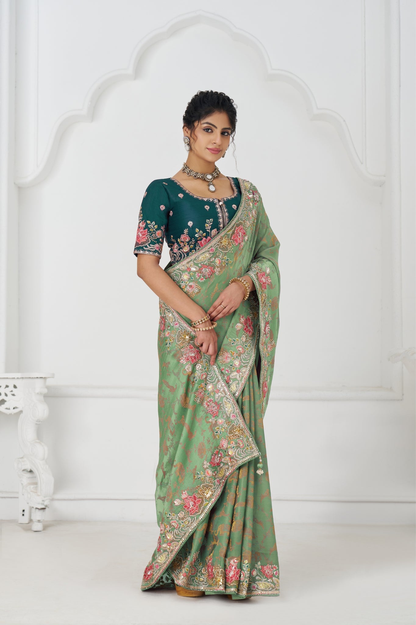 Green Pure Dola Viscose Silk Wedding Perfect Saree