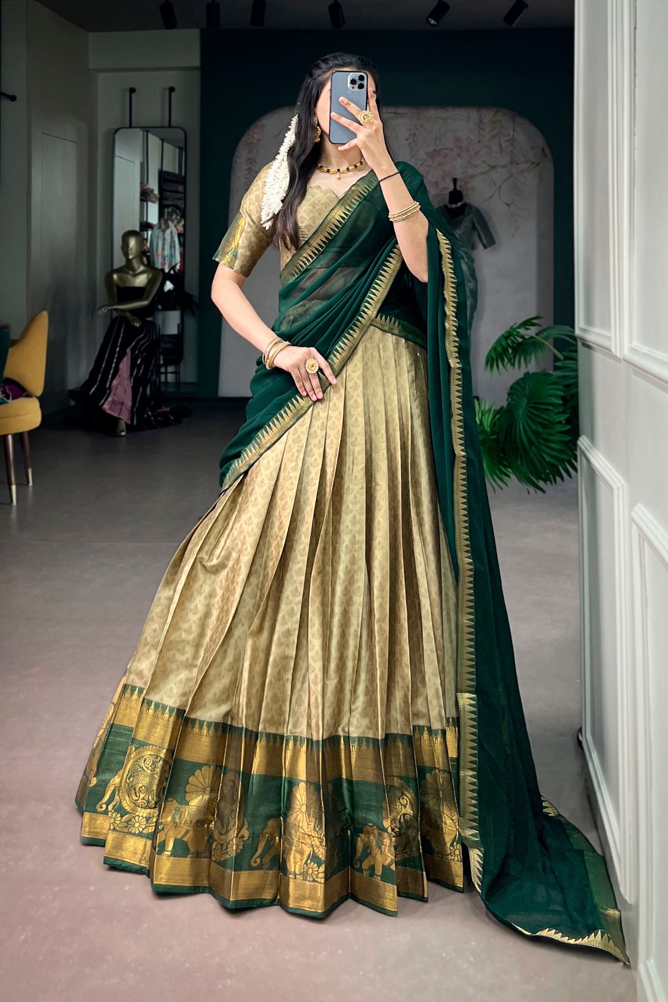 Onam Special Designer Zari Weaving Work Lehenga Choli For Women