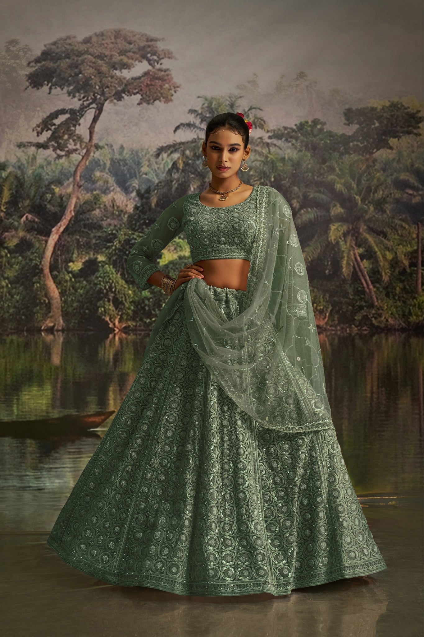 Luxury Soft Net Lehenga With Swarovski And Heavy Embroidery