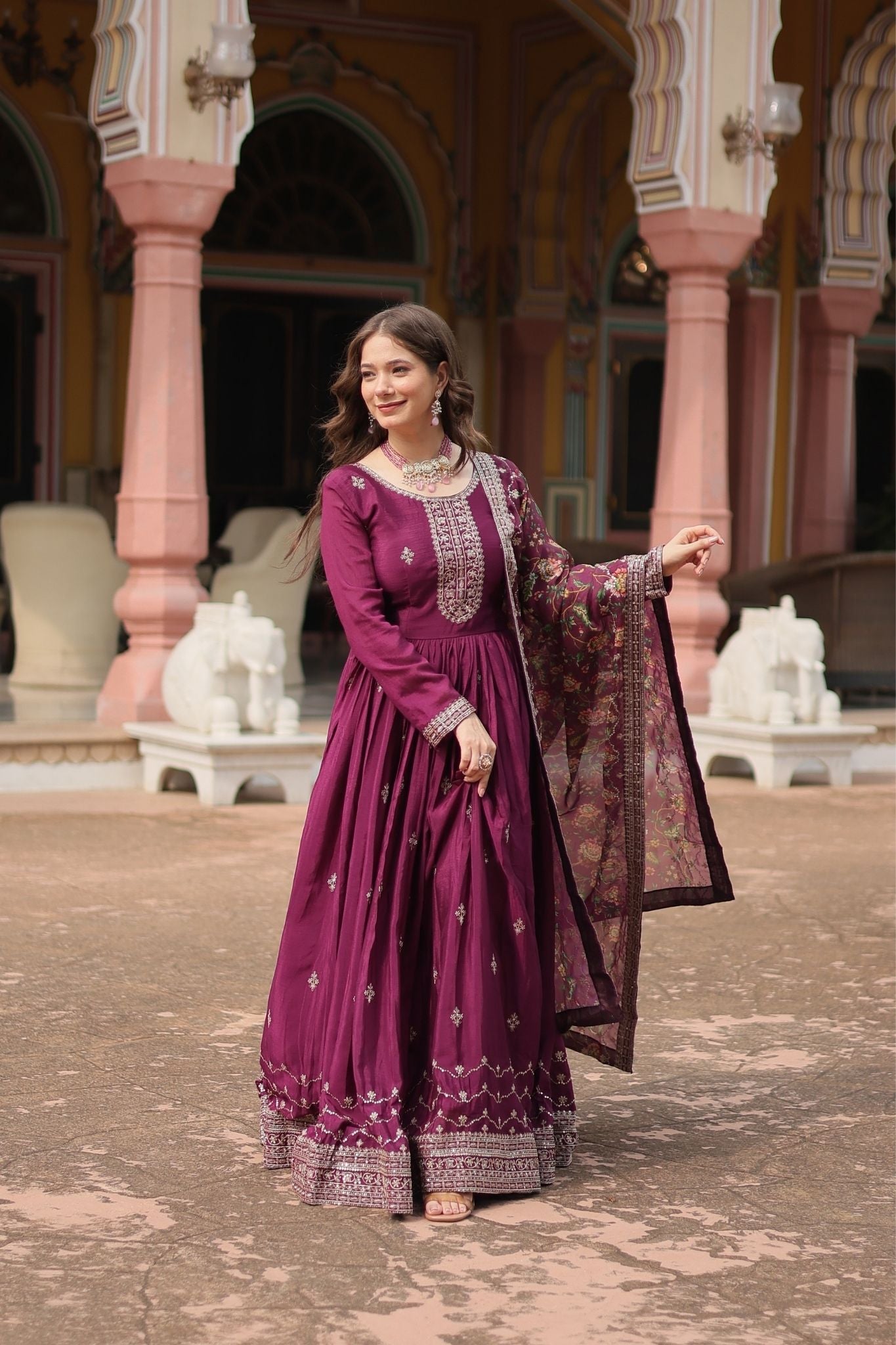 Stunning Sequins Embroidered Work Wedding Anarkali Set