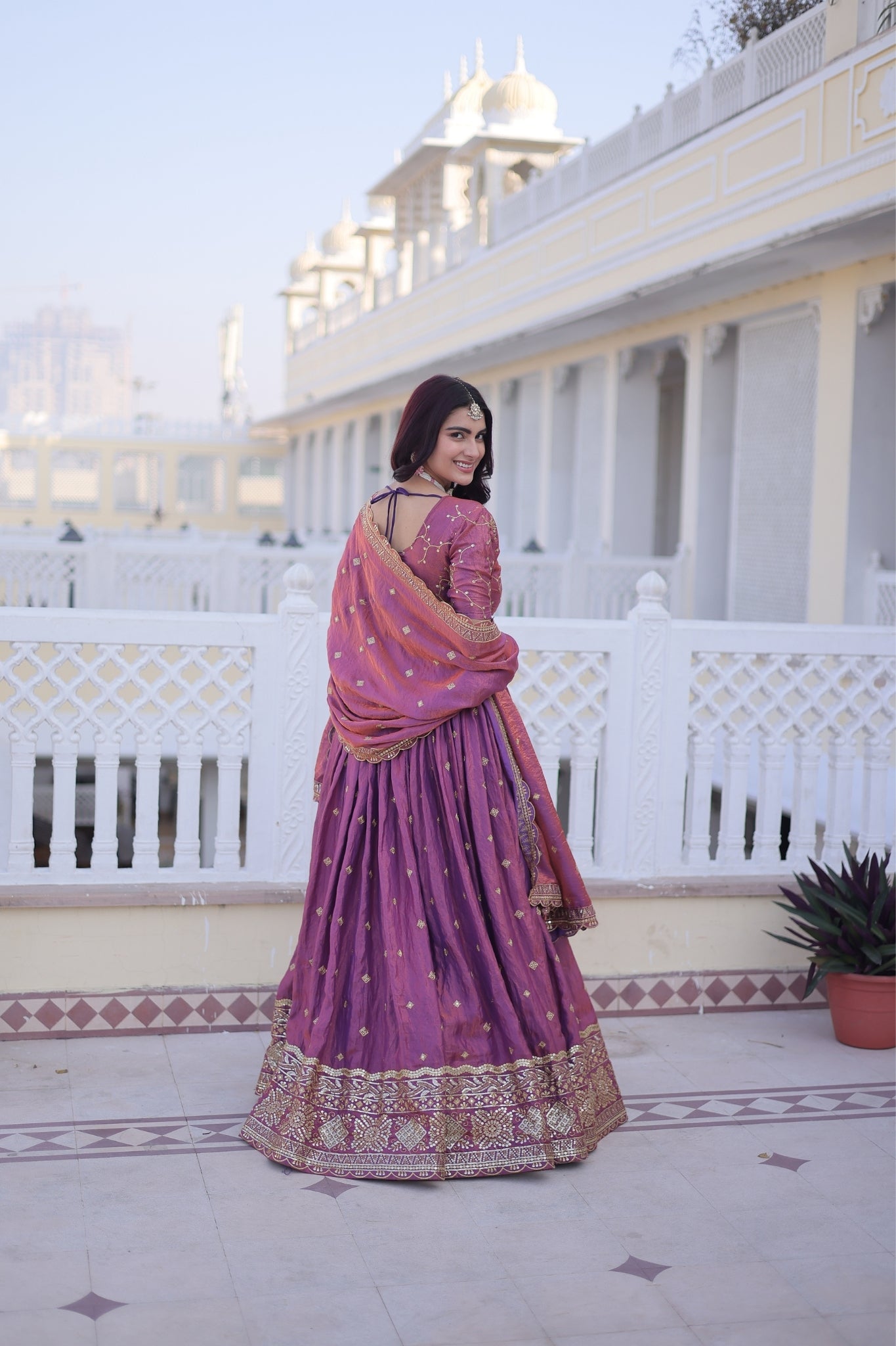 Designer Zari Sequins Embroidered Lehenga Choli Set With Dupatta