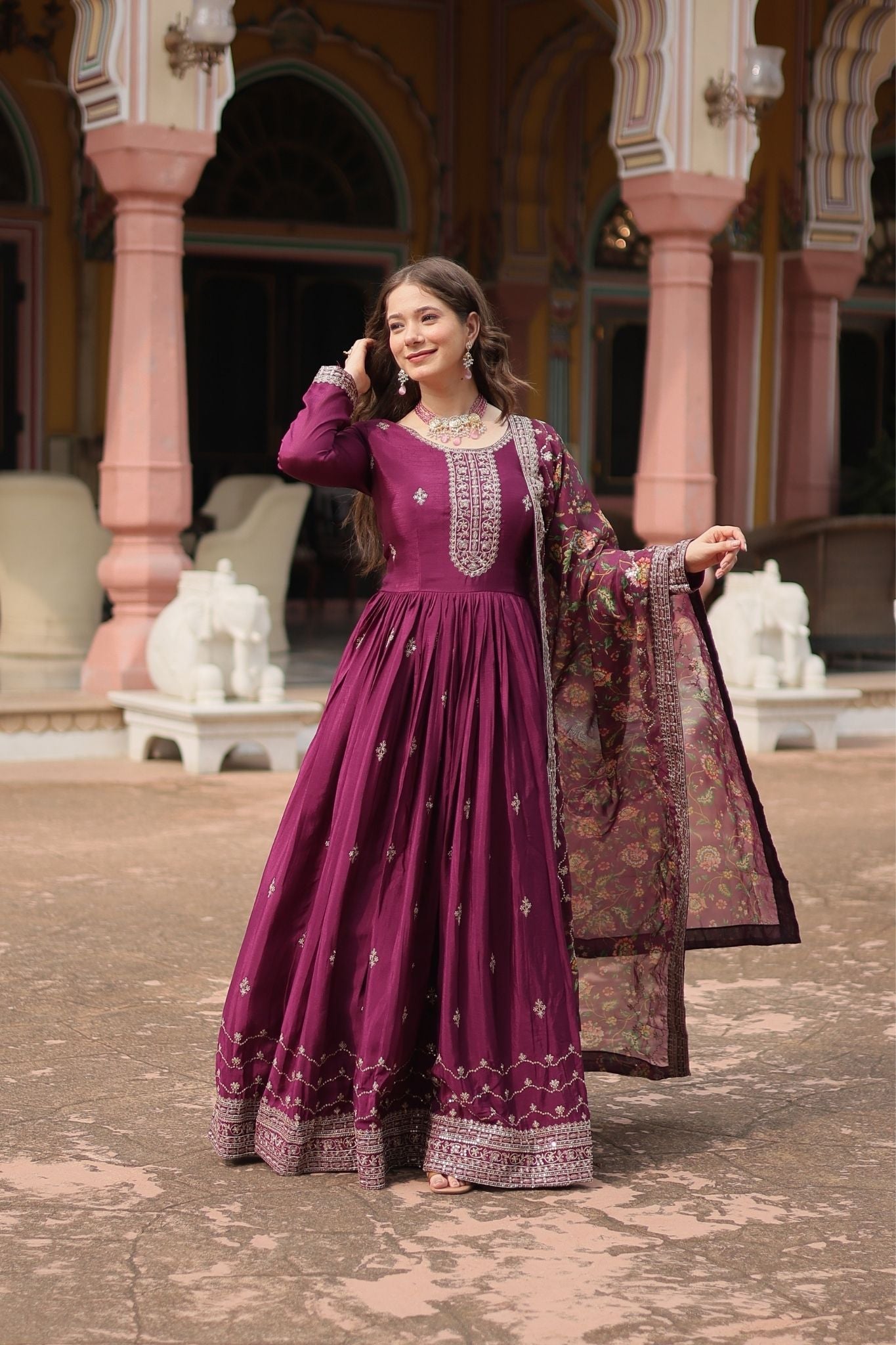 Stunning Sequins Embroidered Work Wedding Anarkali Set