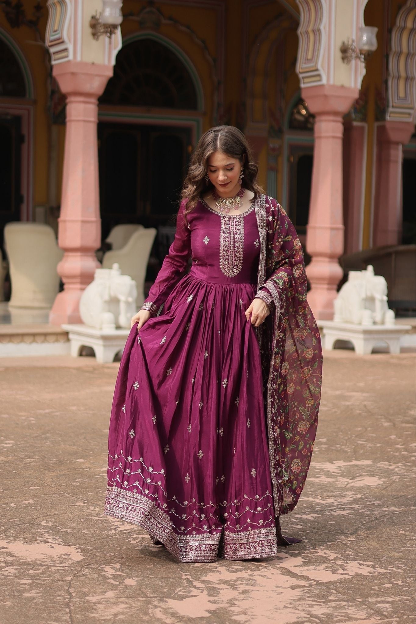 Stunning Sequins Embroidered Work Wedding Anarkali Set