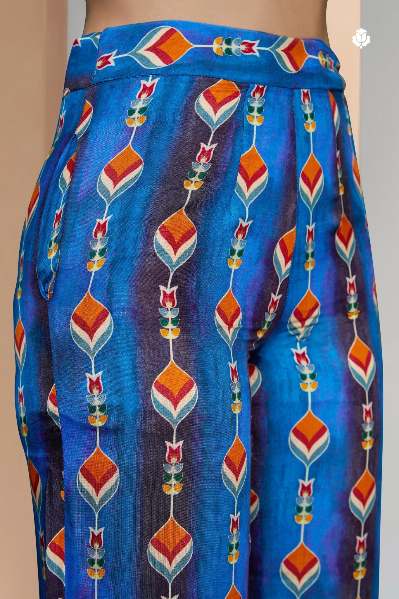 Luxury Muslin Silk Navy Blue Co Ord Set For Women