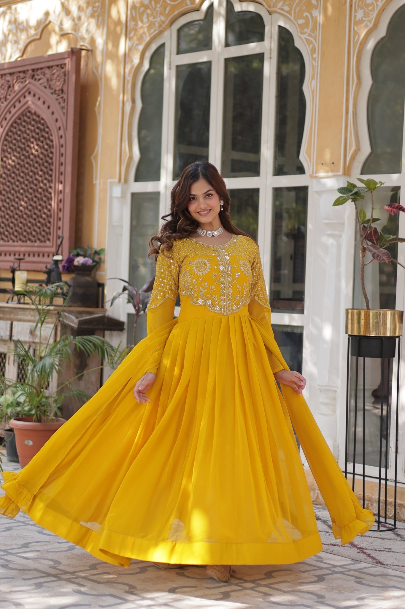 Attractive Georgette Embroidered Designer Anarkali Suit Set