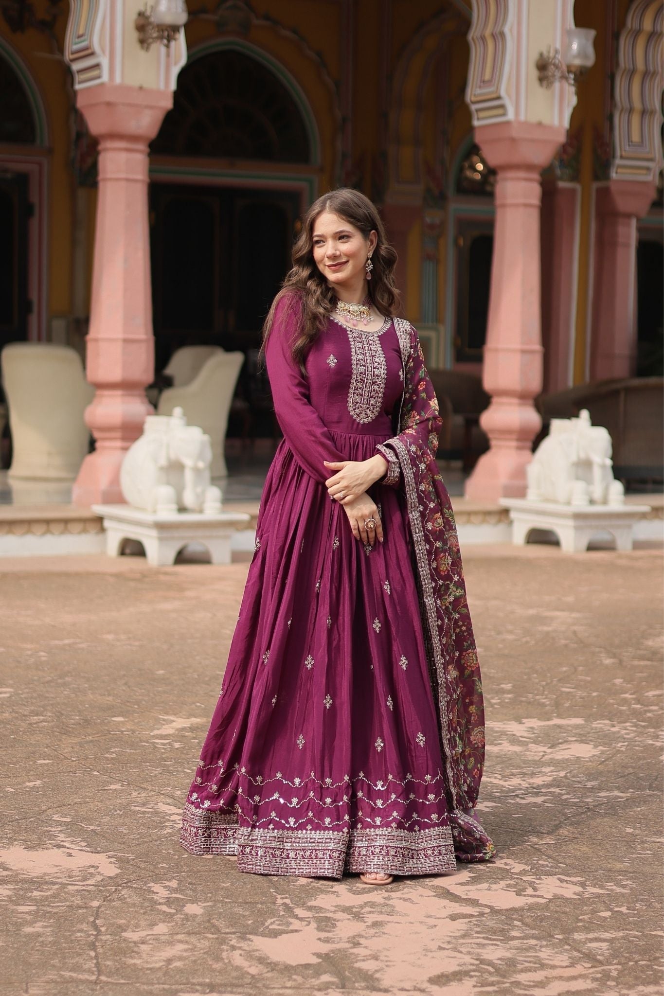 Stunning Sequins Embroidered Work Wedding Anarkali Set