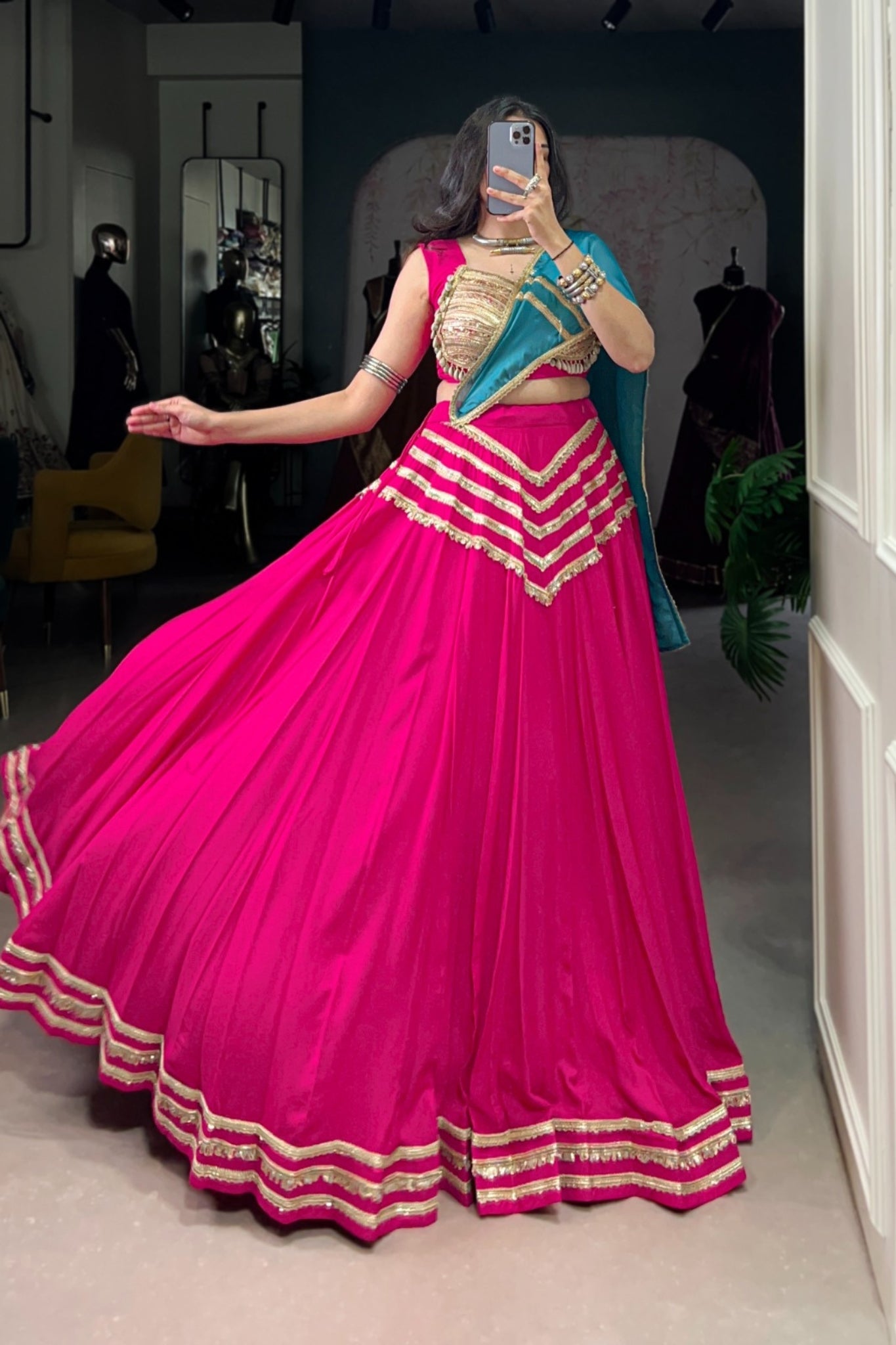 Pink Designer Beautiful Navratri Lehenga Choli Set