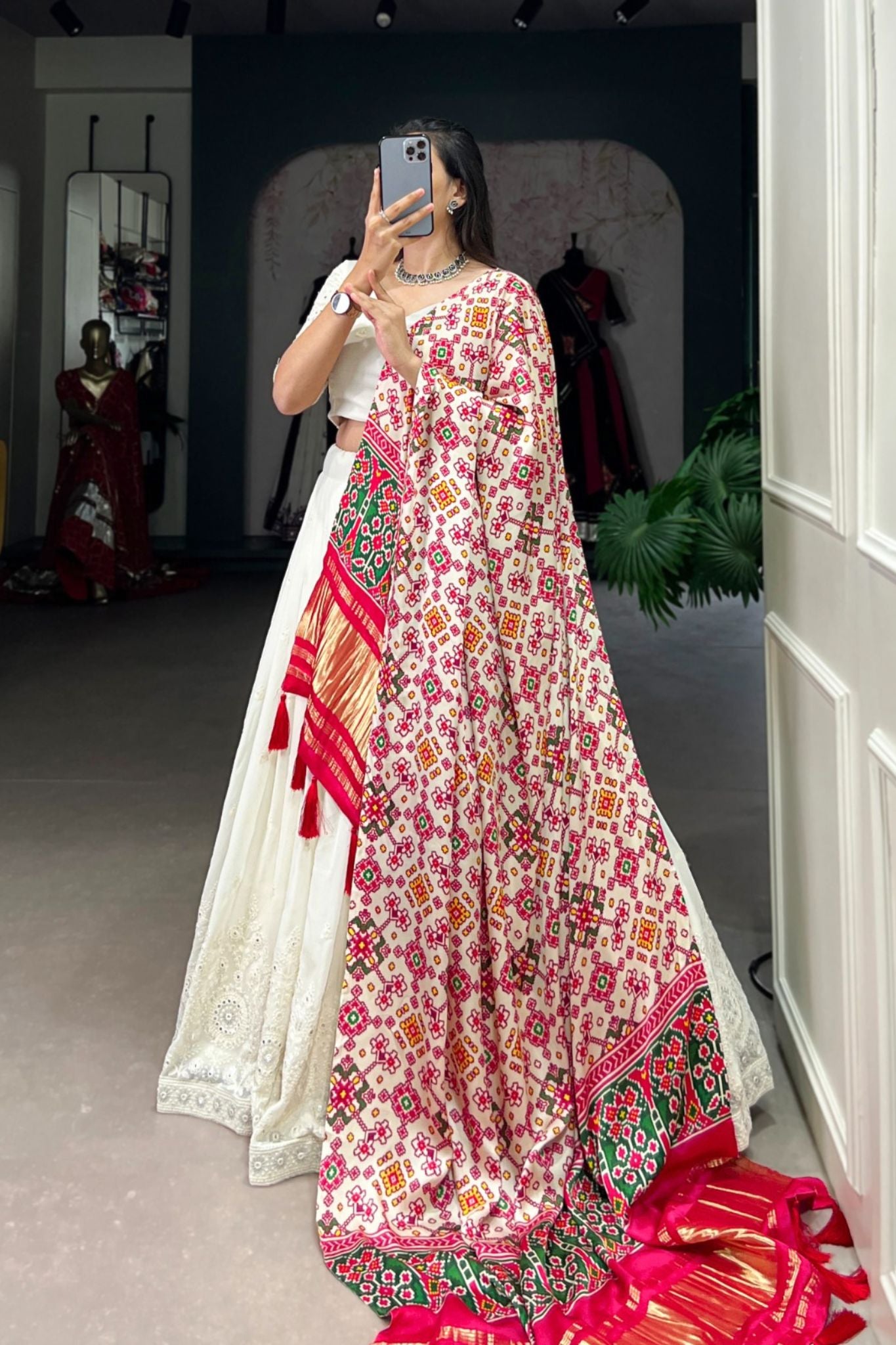 Beautiful Lucknowi Work Georgette Lehenga With Gaji Silk Dupatta