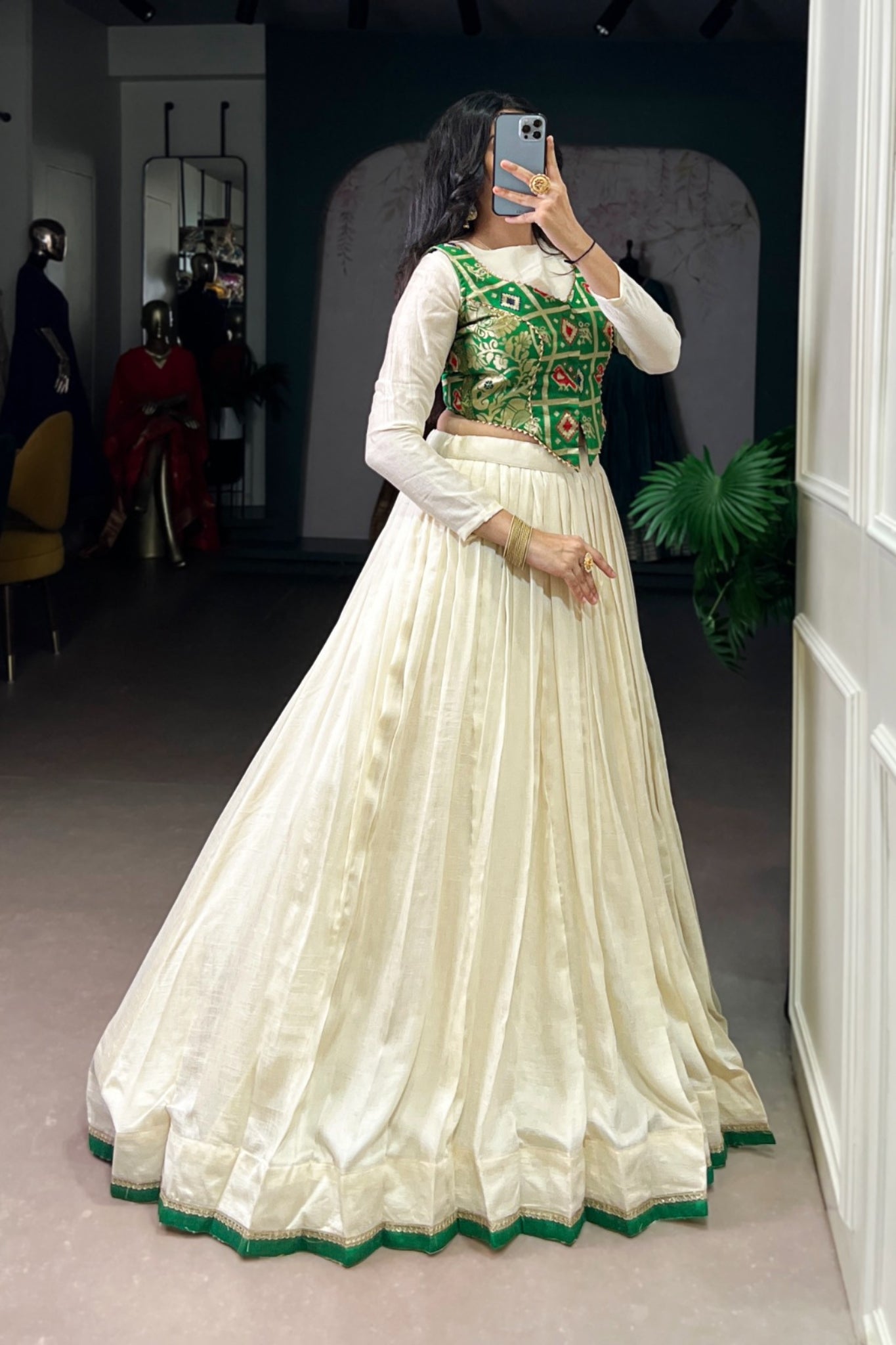 Designer Vichitra Silk Co-ord Lehenga Set With Jacquard Zari Weaving Koti