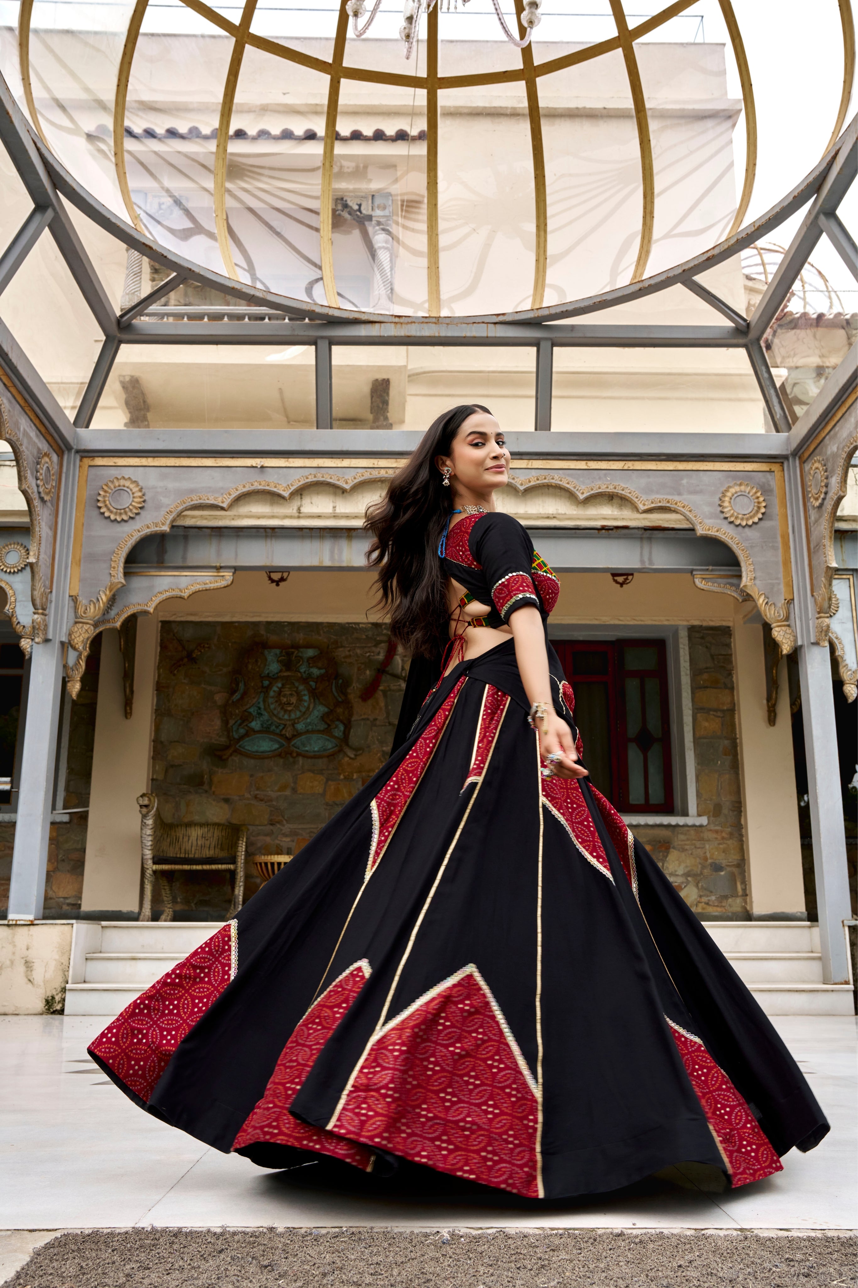 Raasrang Black & Maroon Pure Rayon Designer Navratri Special Lehenga Choli