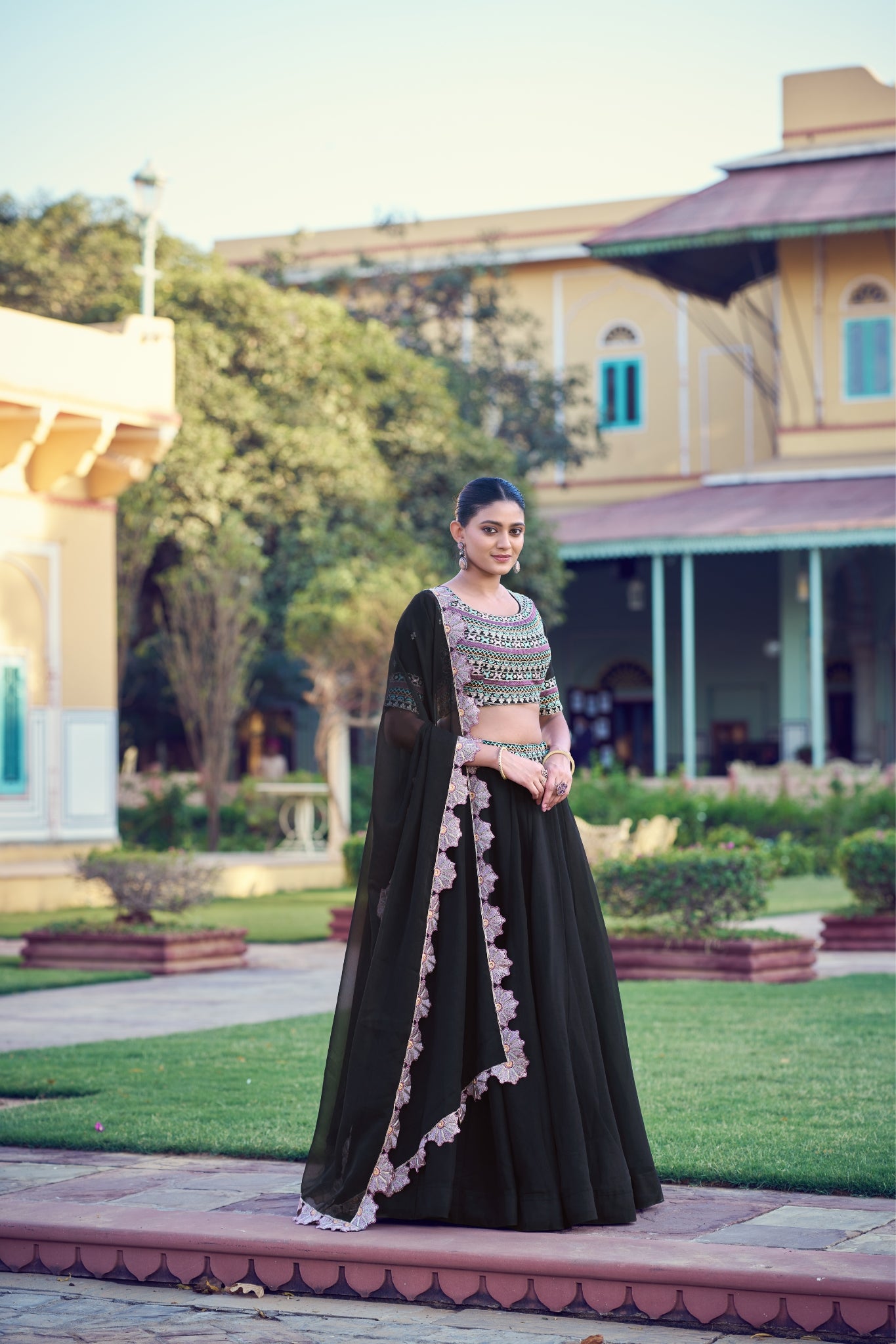 Premium Black Designer Lehenga Choli With Thread Sequins Embroidery For Women