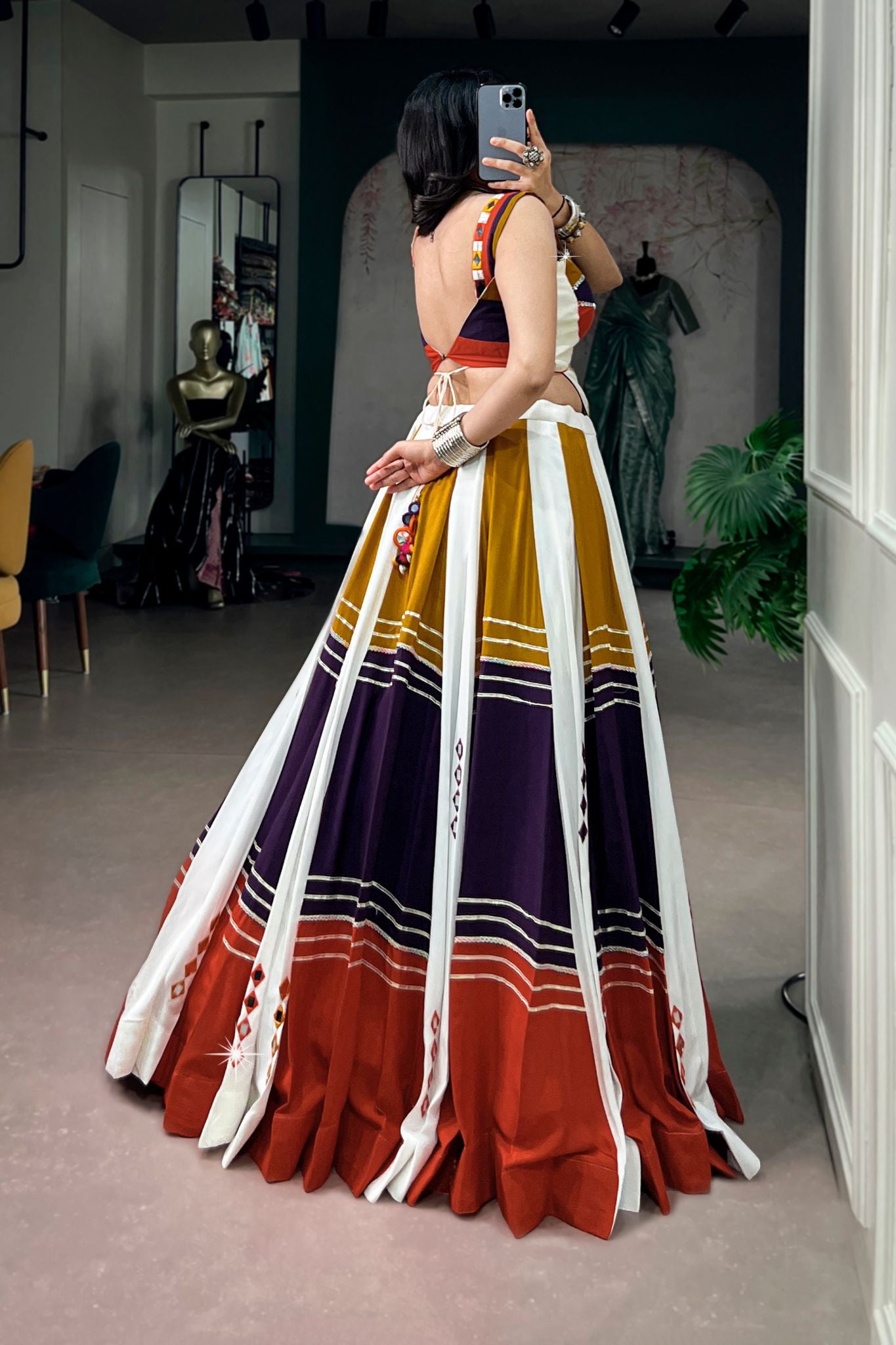 Raasrang Premium Navratri Designer Lehenga Choli With Authentic Mirror Work