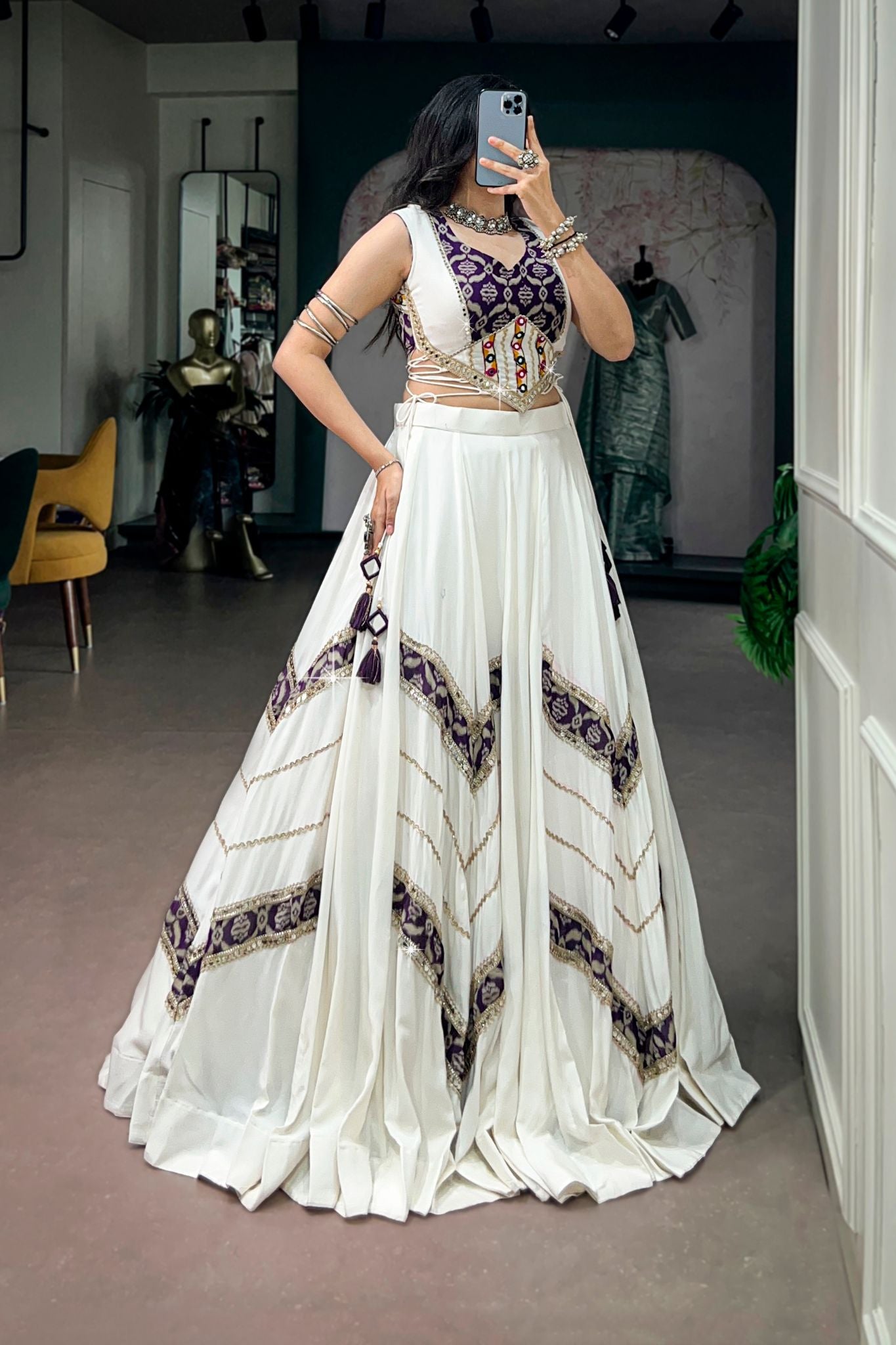 Raasrang Royal White Navratri Designer Lehenga Choli For Women