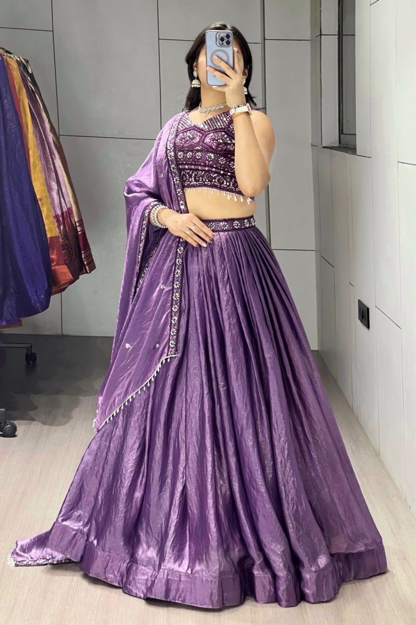 Luxury Antique Beads Work Lehenga Choli With Designer Scallop Blouse And Elegant Dupatta