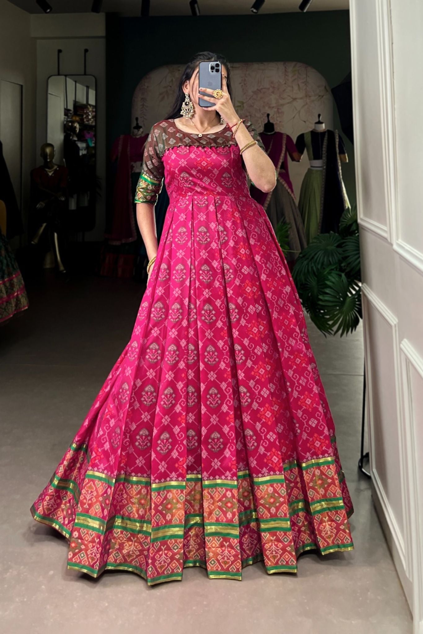 Patola Printed Jacquard Silk Zari Weaving Work Gown