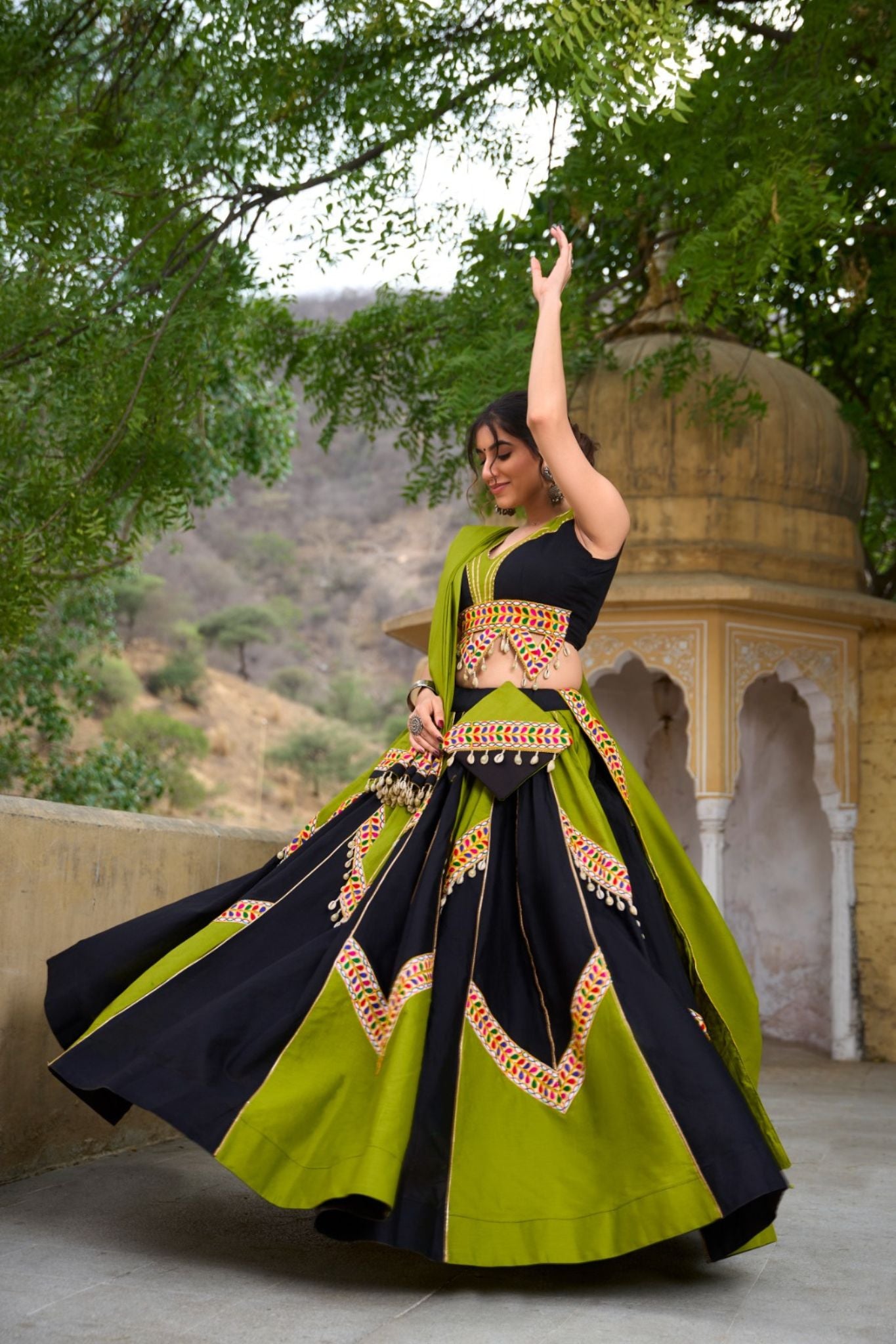 Traditional Pure Cotton Gamthi Work Beautiful Lehenga Choli