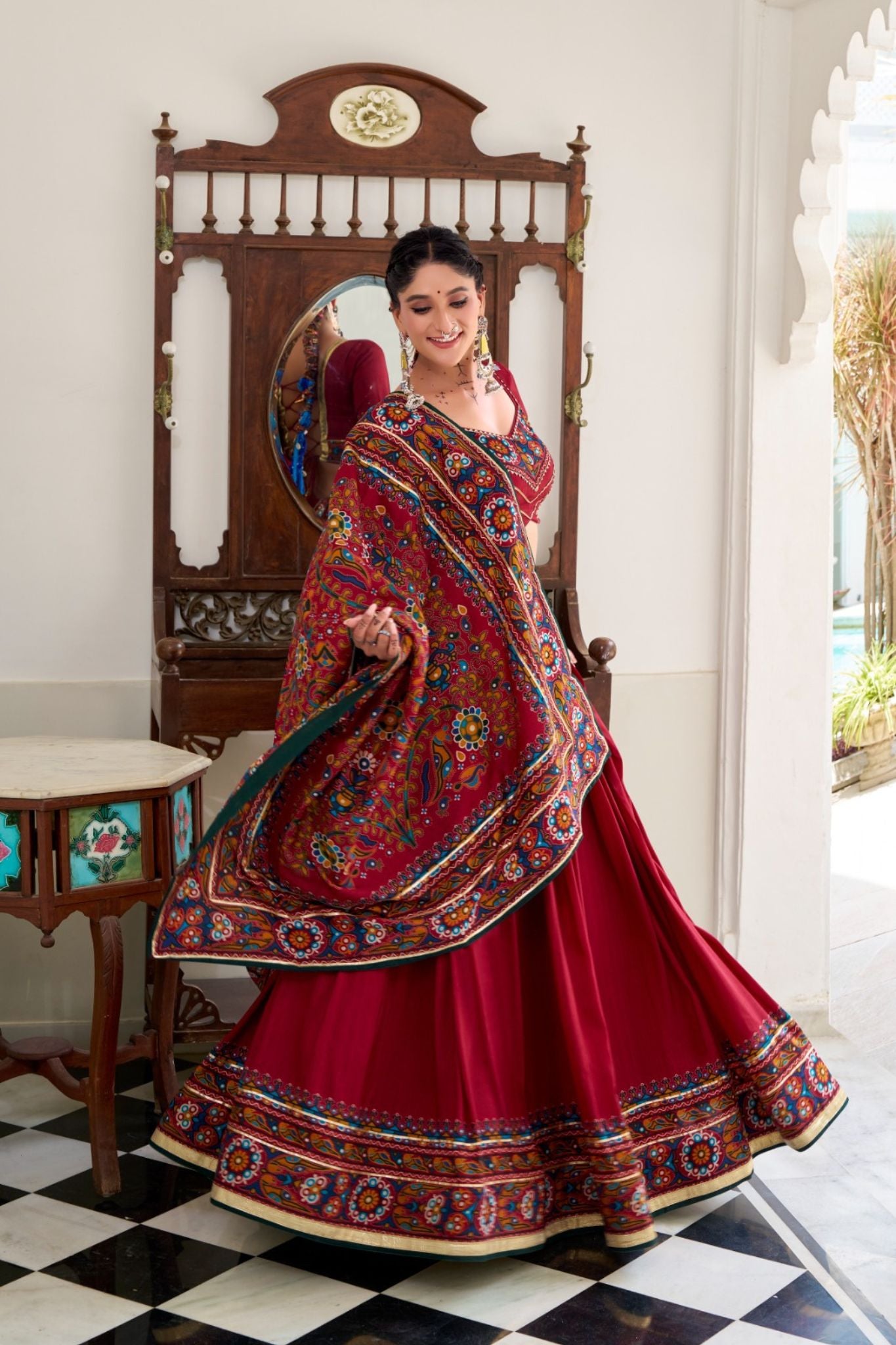 Gamthi Print Embossed Designer Beautiful Lehenga Choli