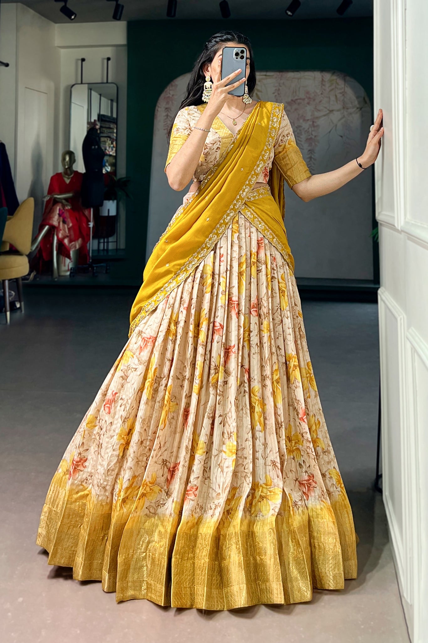 Designer Dola Chex Floral Printed Lehenga Choli For Women