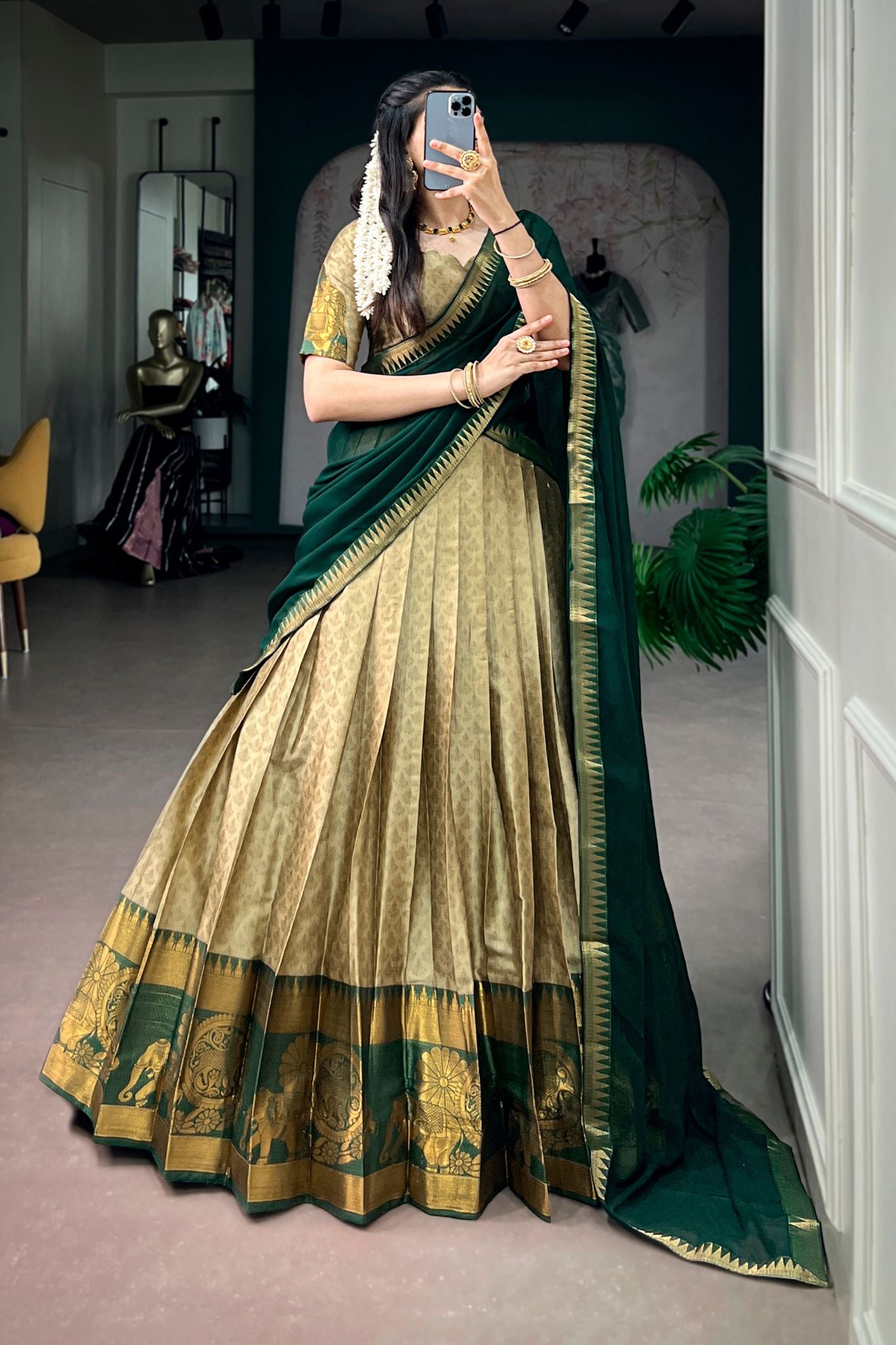Onam Special Designer Zari Weaving Work Lehenga Choli For Women