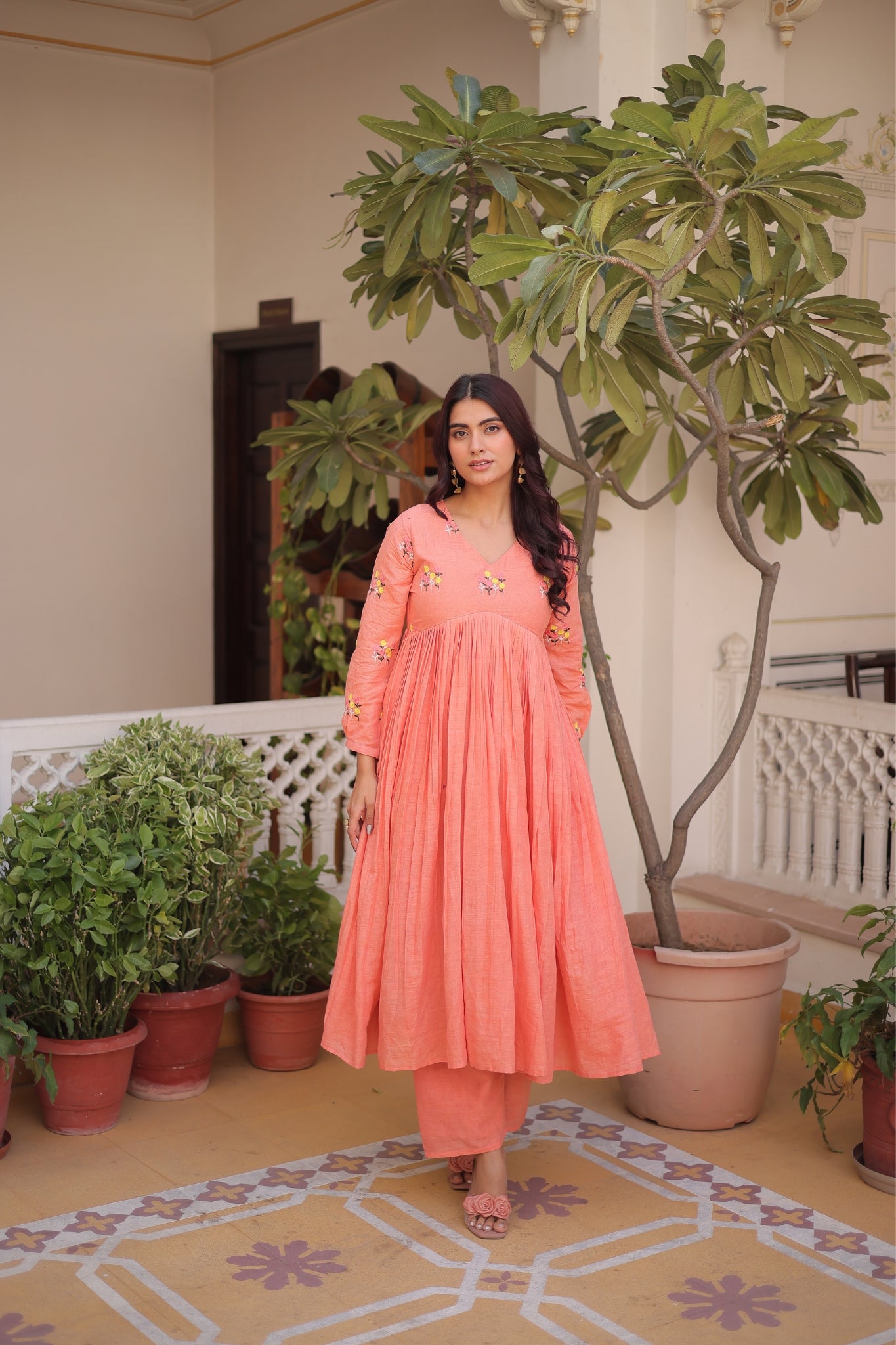 Premium Cotton Embroidered Kurti Pant Set For Women