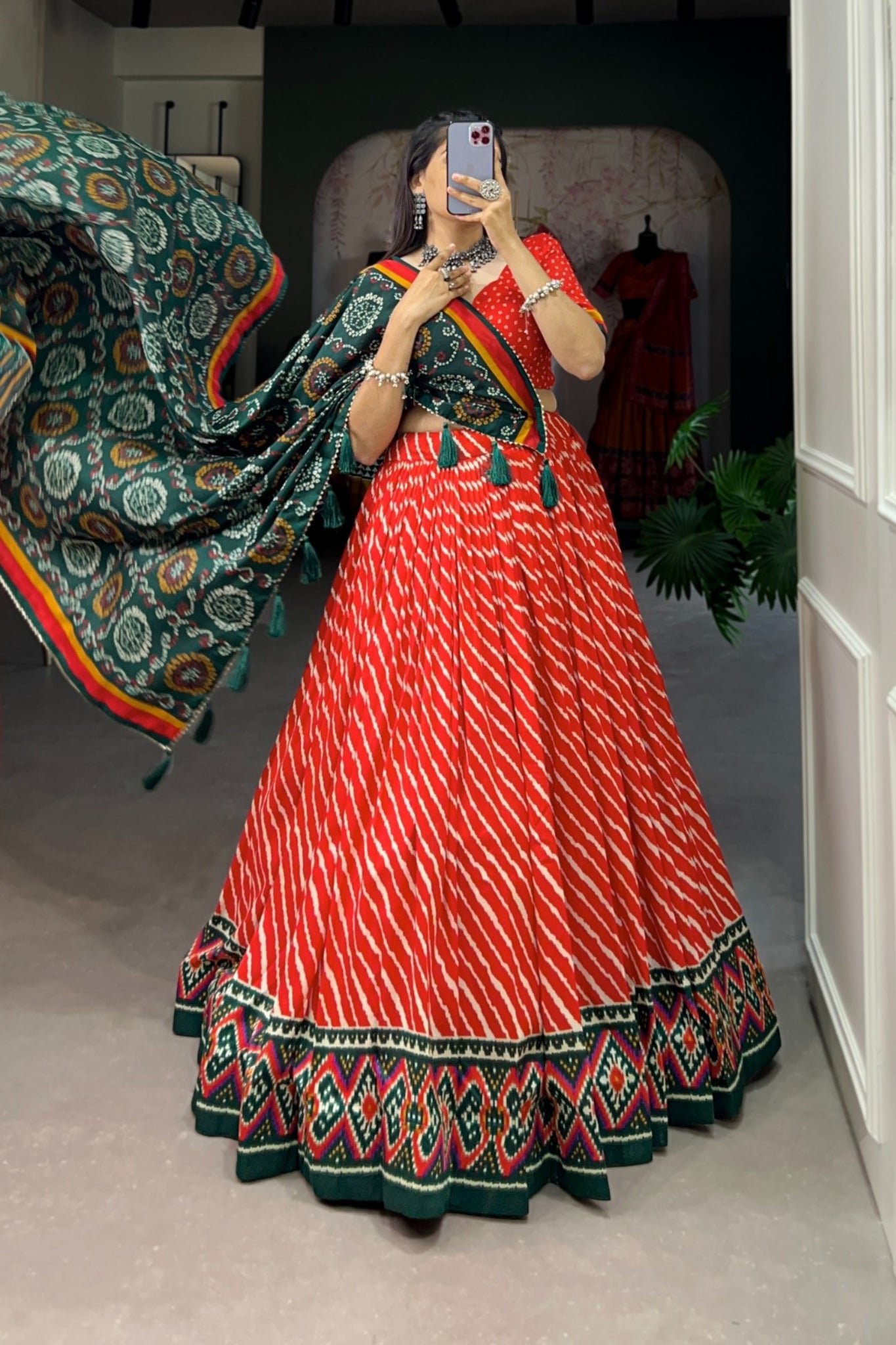 Gorgeous Patola Leheriyu Print Lehenga Choli