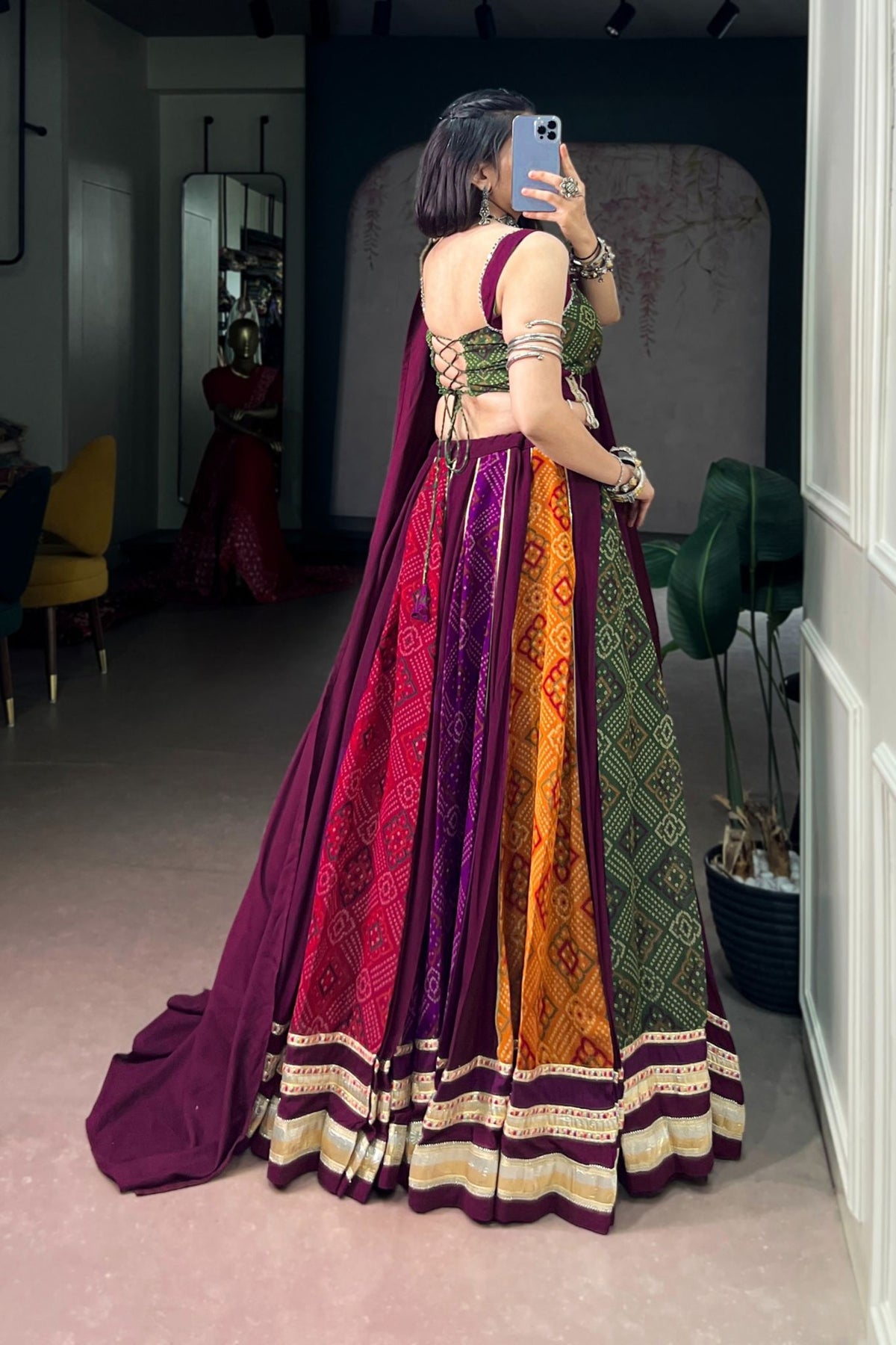 Designer Bandhej Multi Color Navratri Special Lehenga Choli