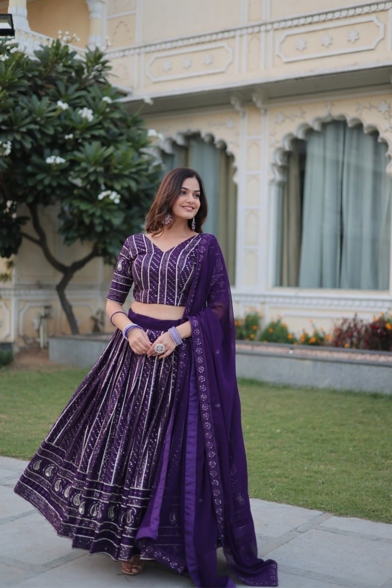 Purple Embroidered Wedding Special Lehenga Choli