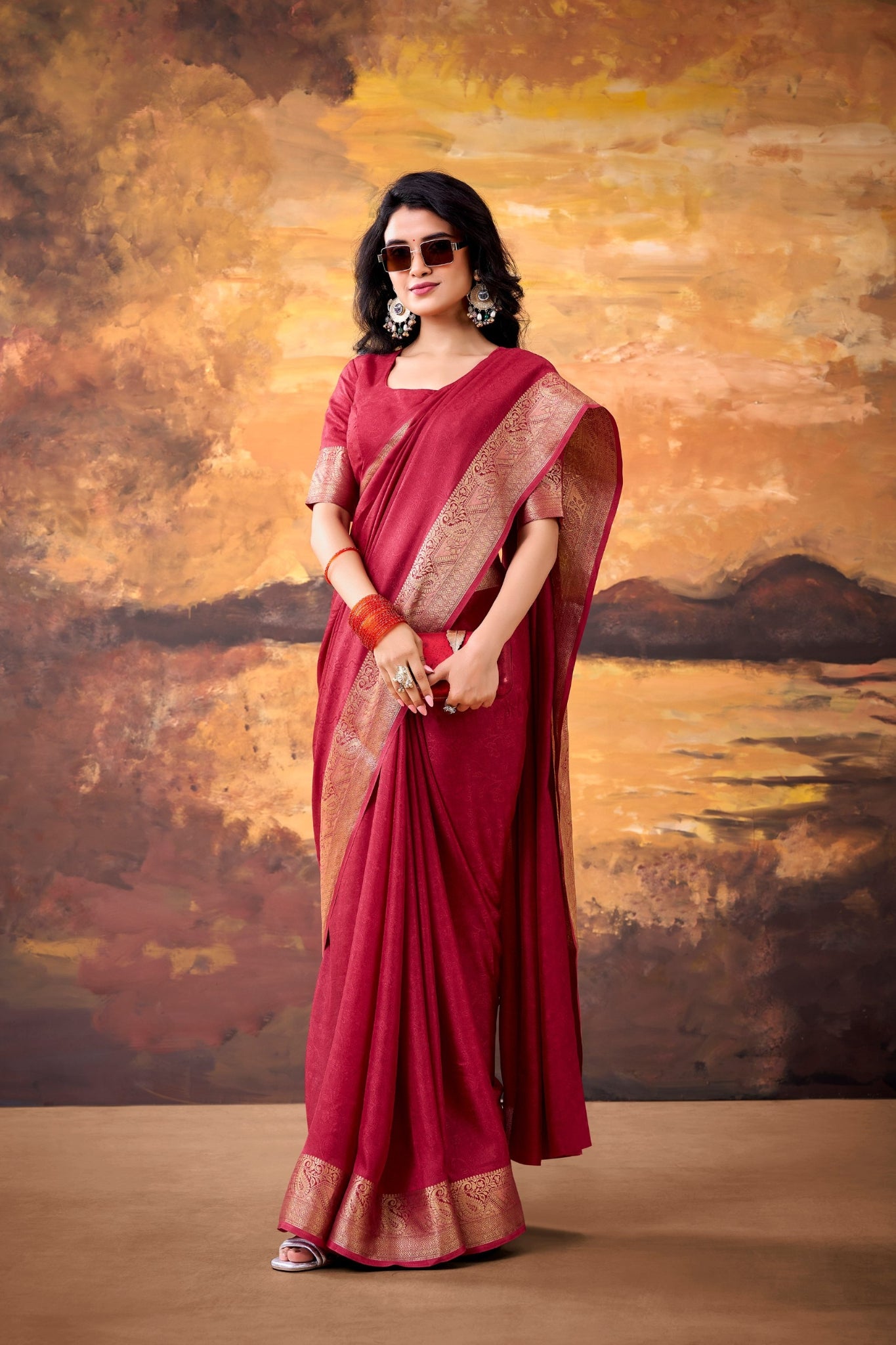 Soft Marsh Mello Saree With Elegant Woven Border