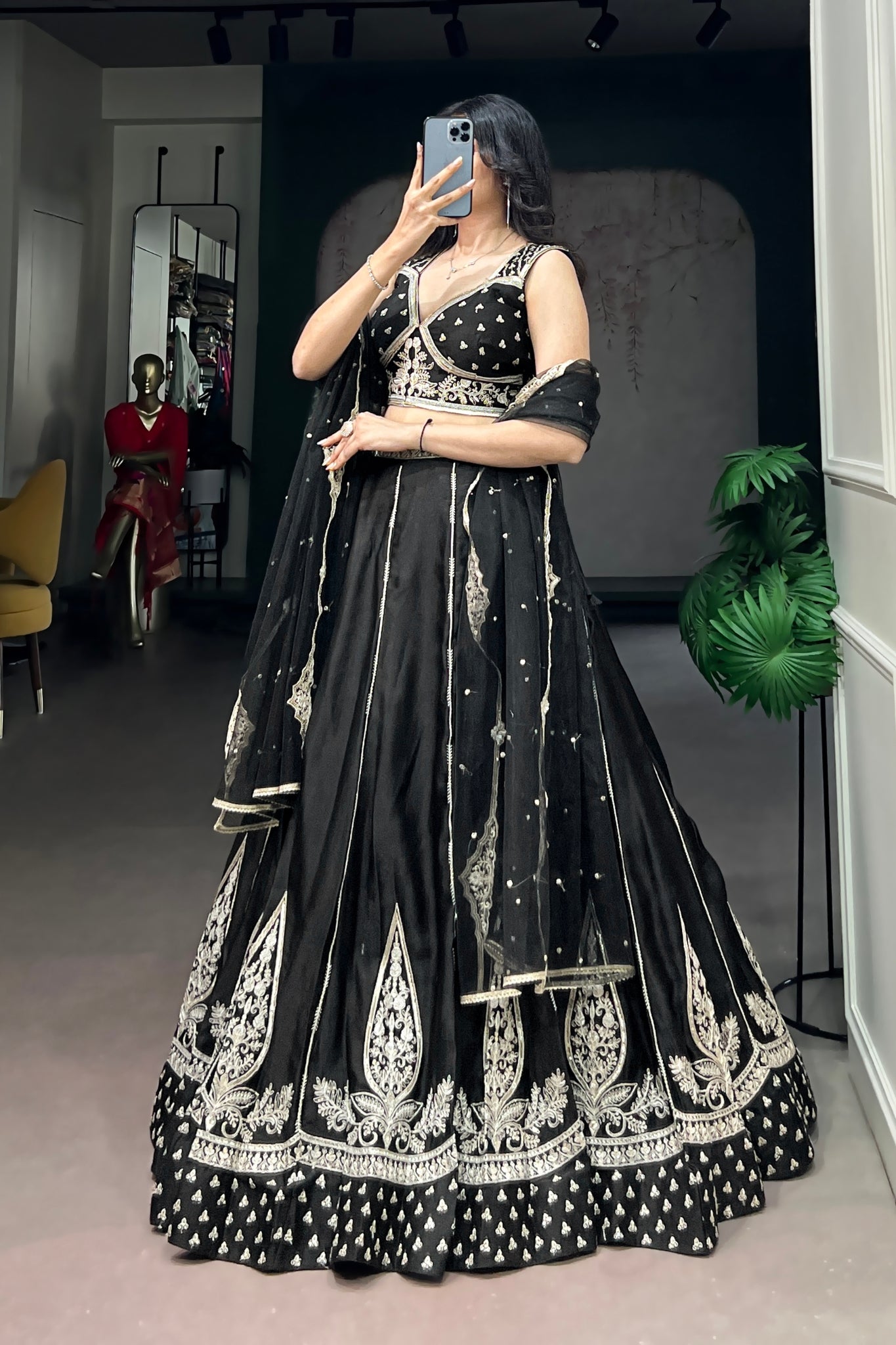Acriine Luxe Black Naysha Silk Designer Lehenga Choli With Thread & Sequins Embroidery