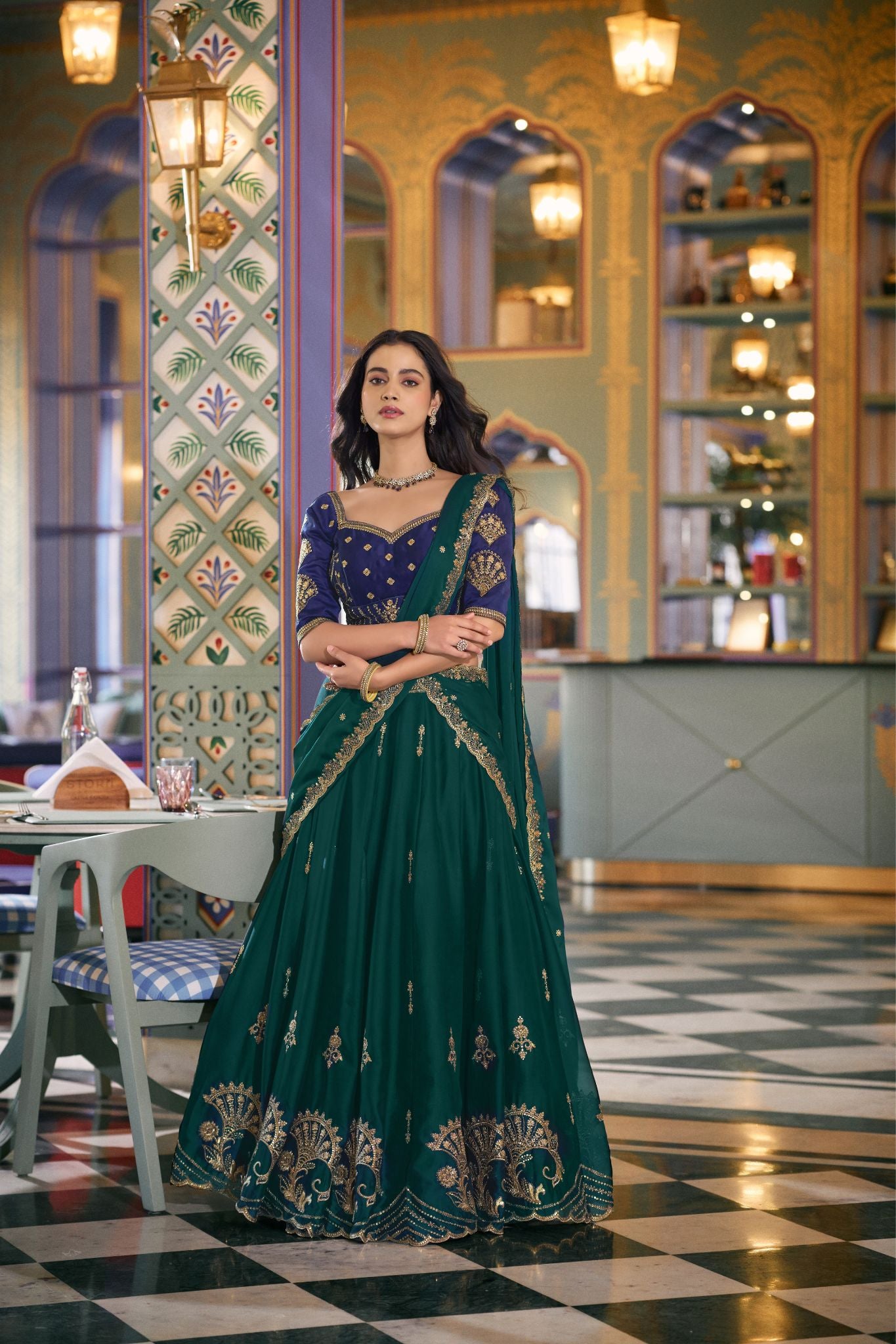 Premium Green Rangoli Silk Lehenga Choli with Sequins & Thread Embroidery Work | Designer Wedding & Festive Wear for Women
