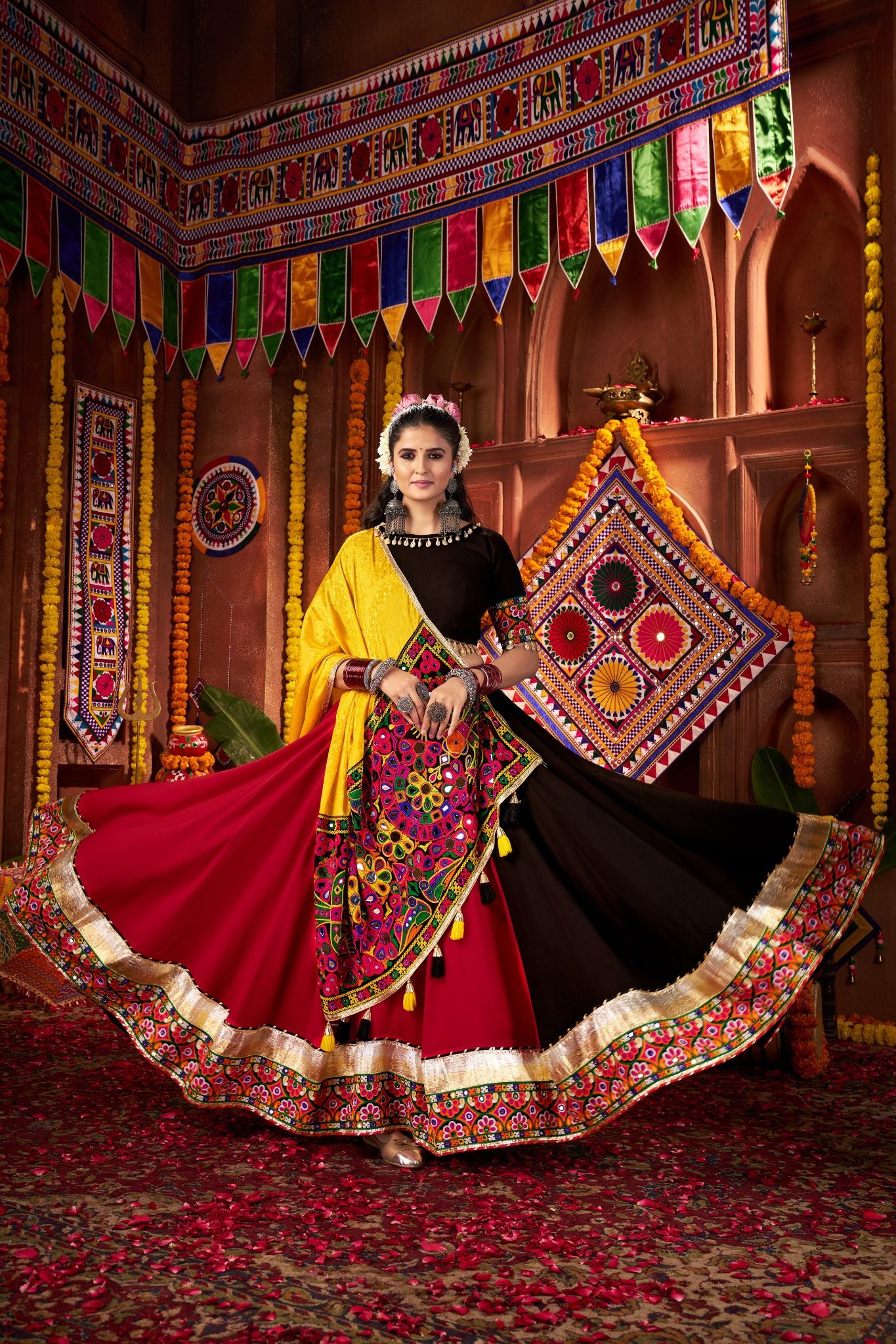 Multi Color Designer Viscose Cotton Traditional Navratri Special Lehenga Choli