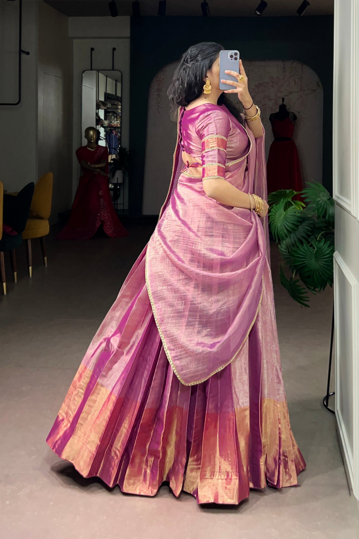 Zari Tissue Designer Lehenga Choli With Salsa Crush Dupatta