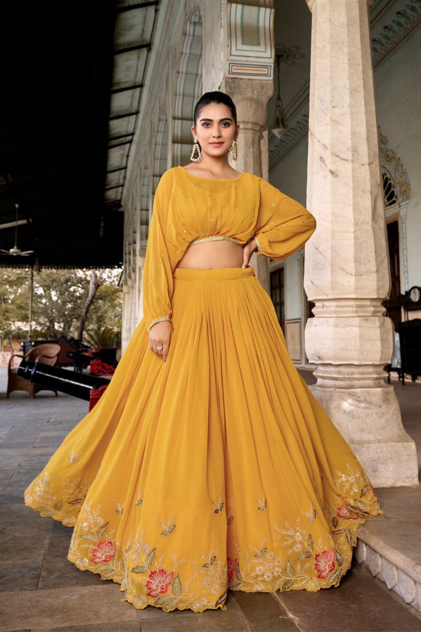 Georgette Embroidered Work Lehenga Co-Ord Set