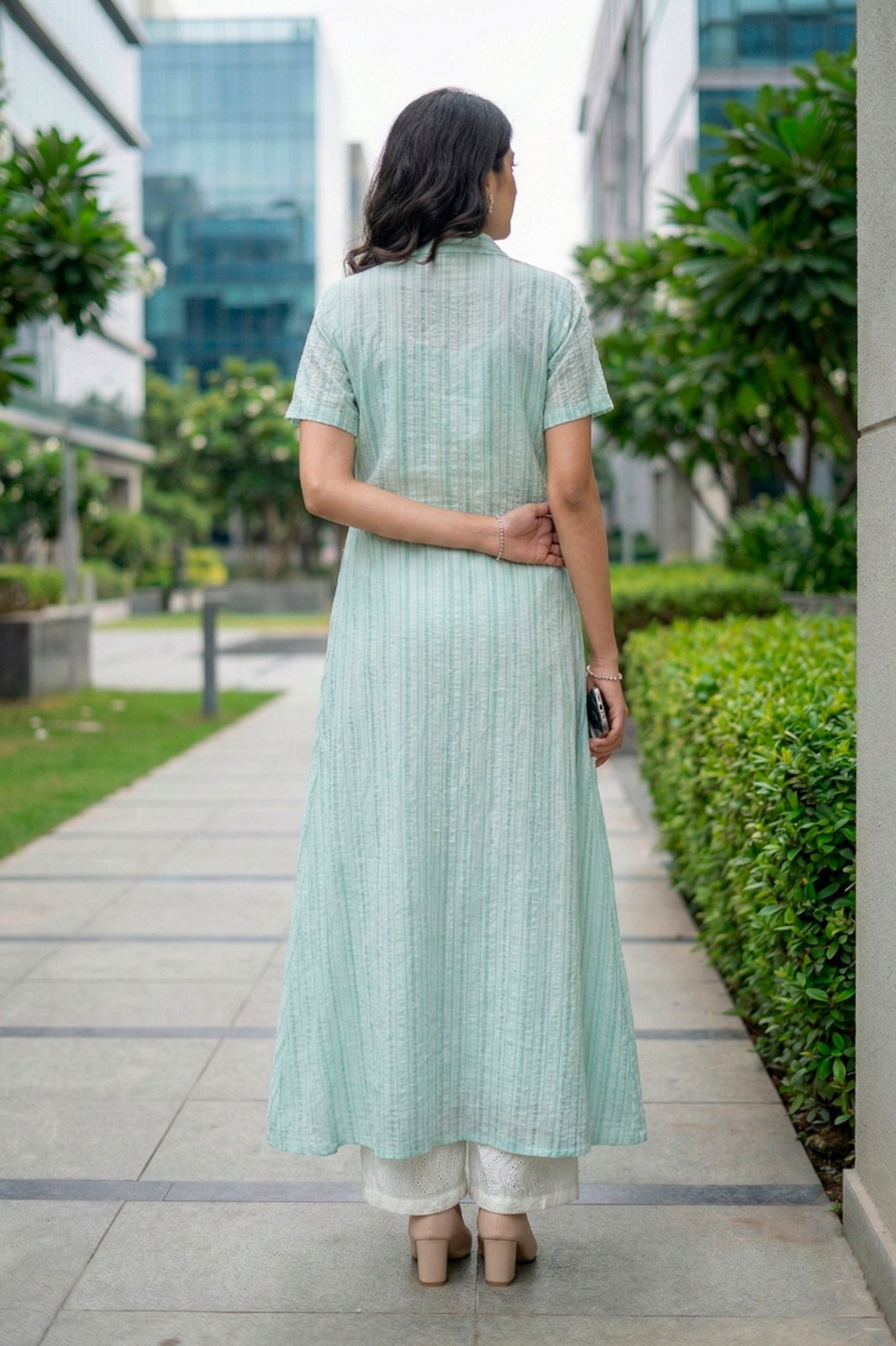 Mint Green Long Overlay Shrug Set