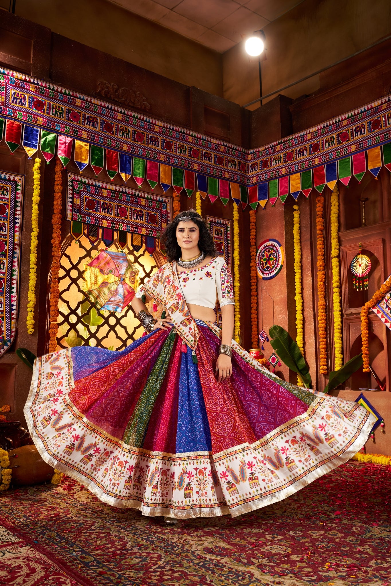 Multi Color Traditional Designer Navratri Special Lehenga Choli