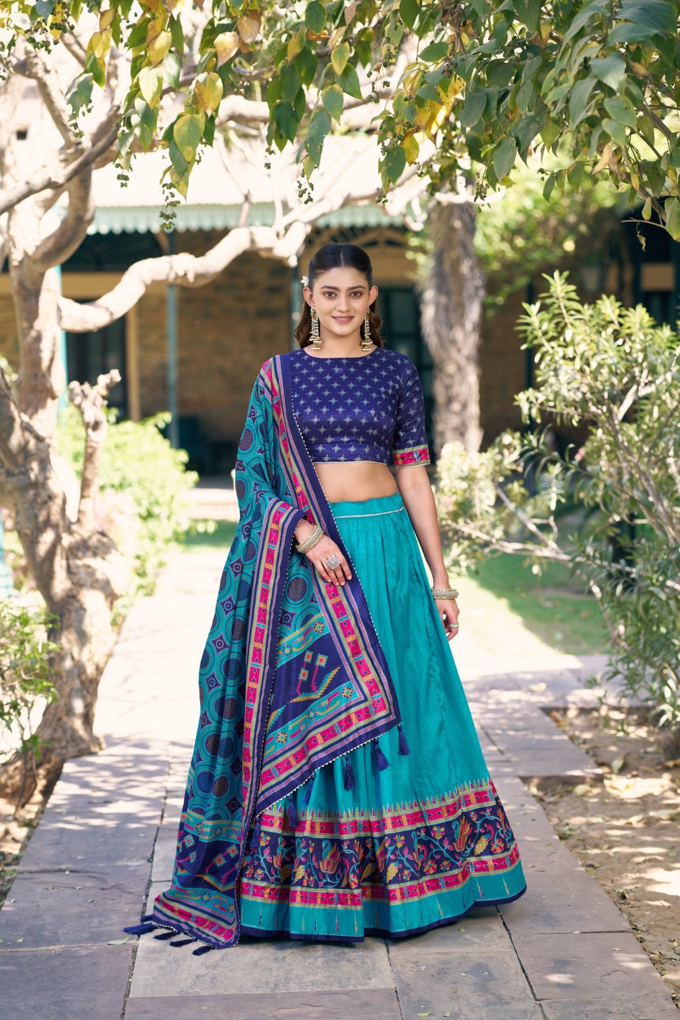 Premium Printed Festive Tasar Silk Lehenga Choli Set For Women