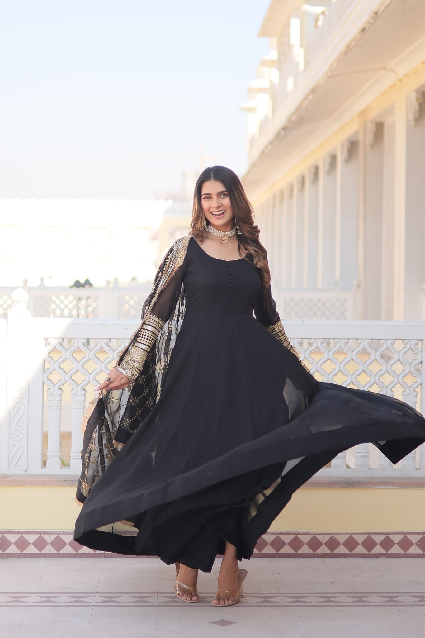 The Perfect Attractive Gown with Dupatta Set