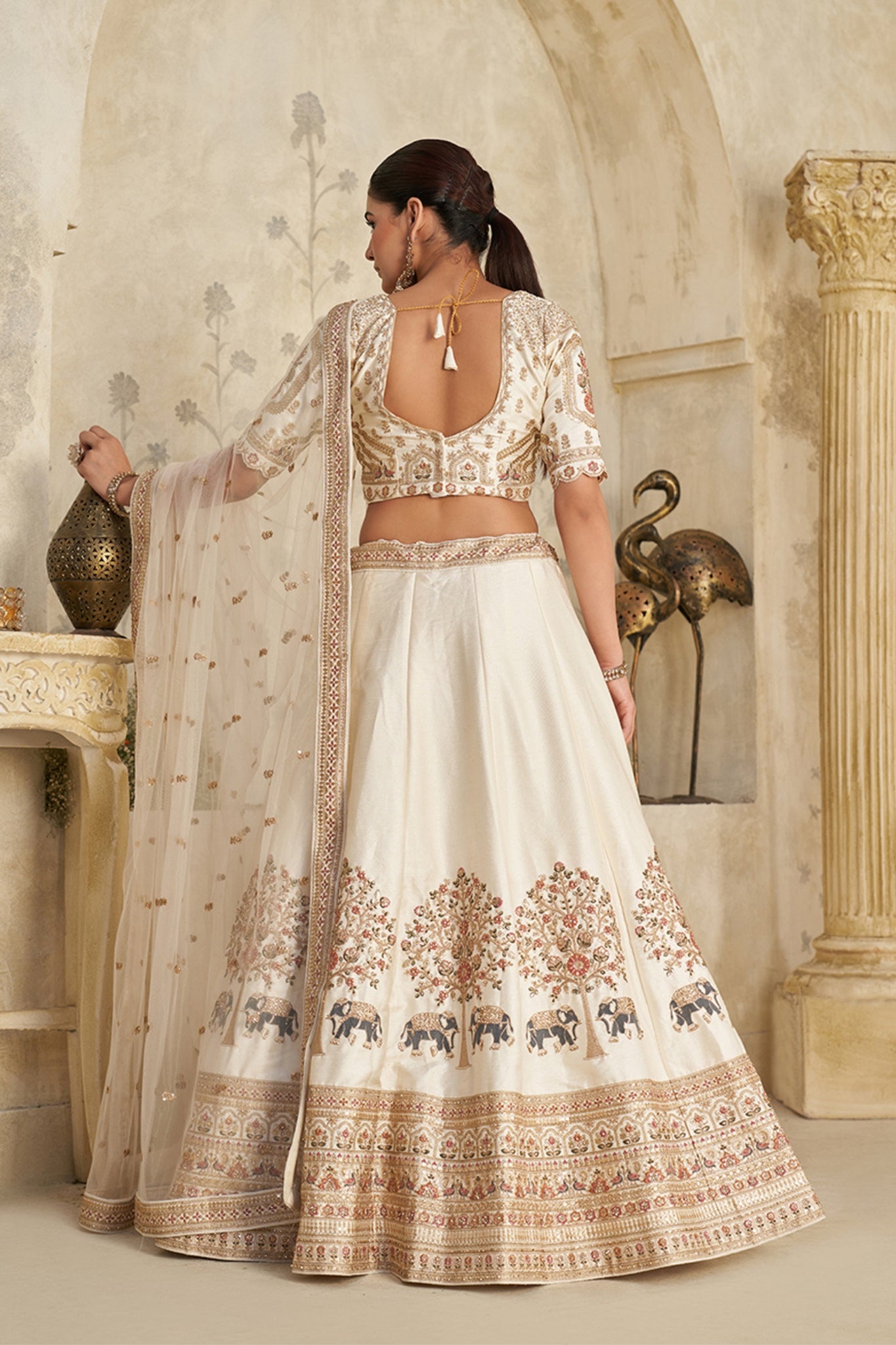 Ivory Grandeur Luxury Zari Embroidered Bridal Lehenga