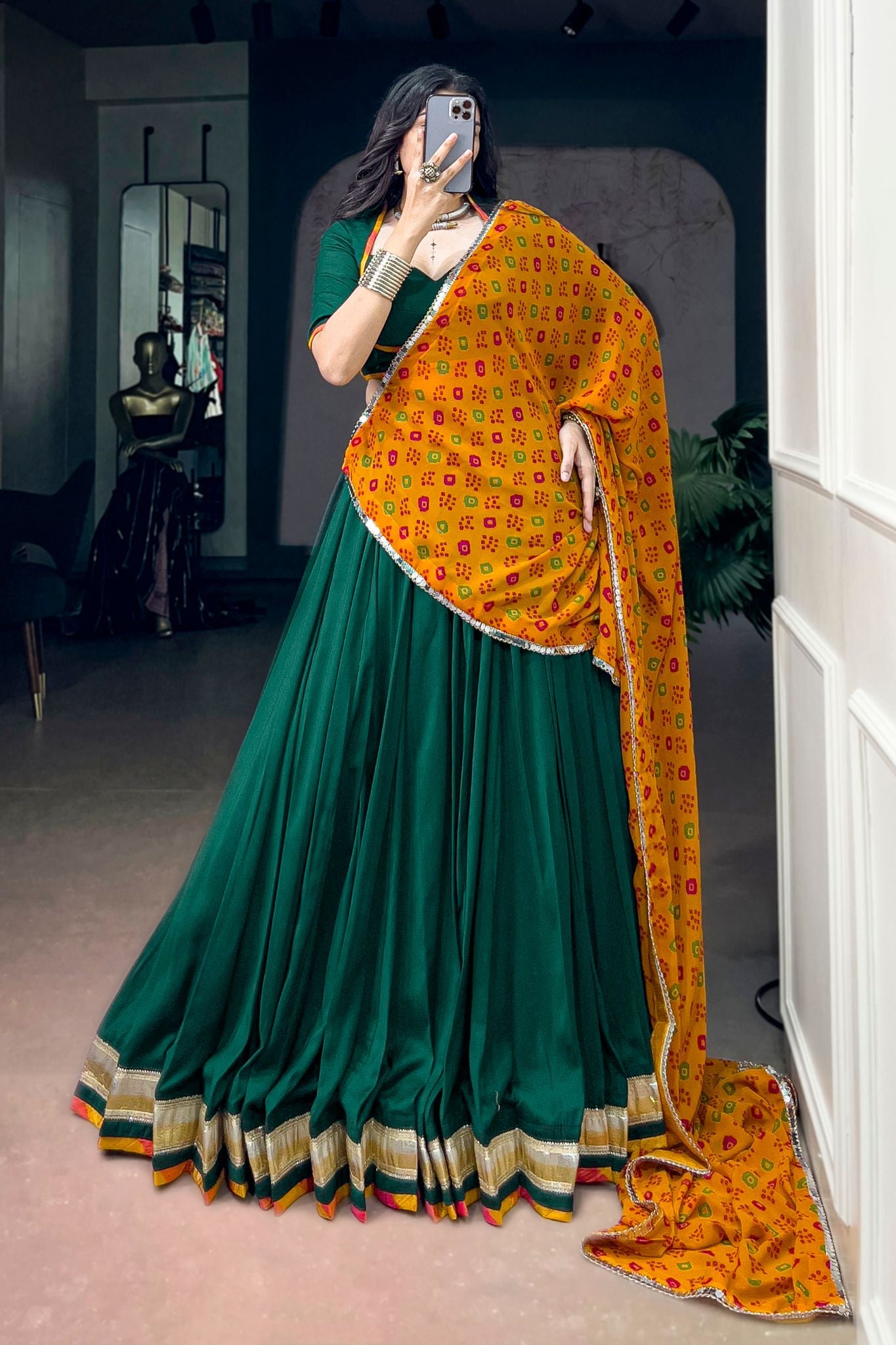 Raasrang Navratri Designer Soft Chinon Lehenga Choli With Bandhani Print Georgette Dupatta