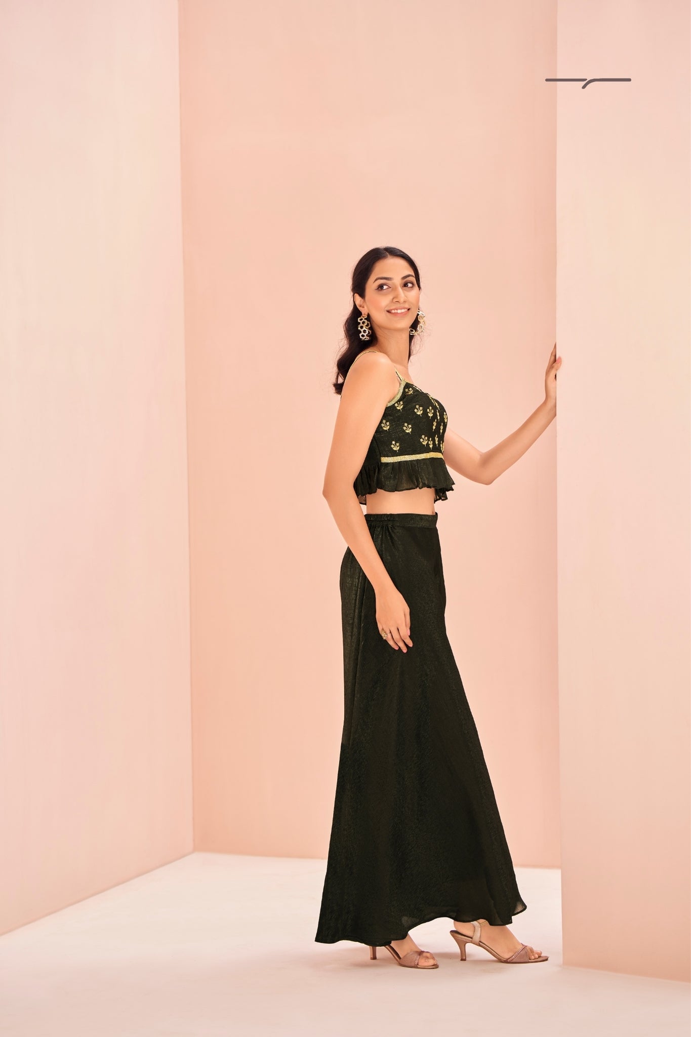 Black Art Silk Handwork With Embroidered Co Ord Set For Women