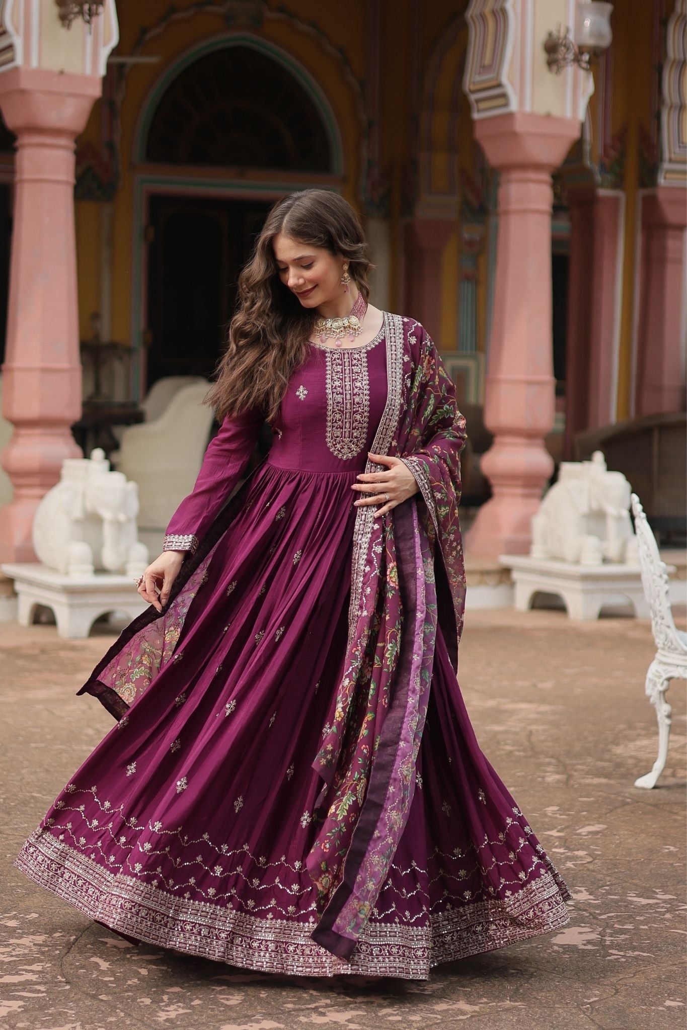 Stunning Sequins Embroidered Work Wedding Anarkali Set